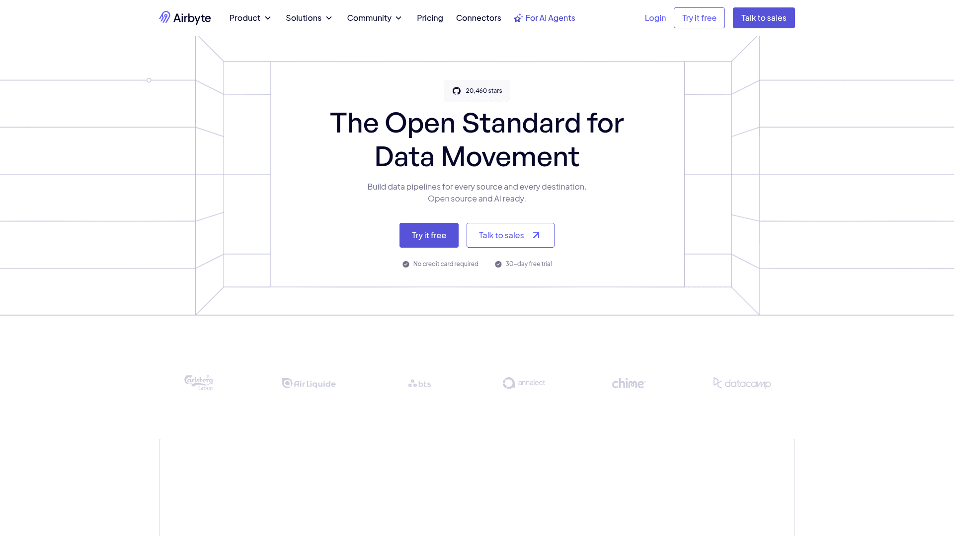Airbyte website screenshot