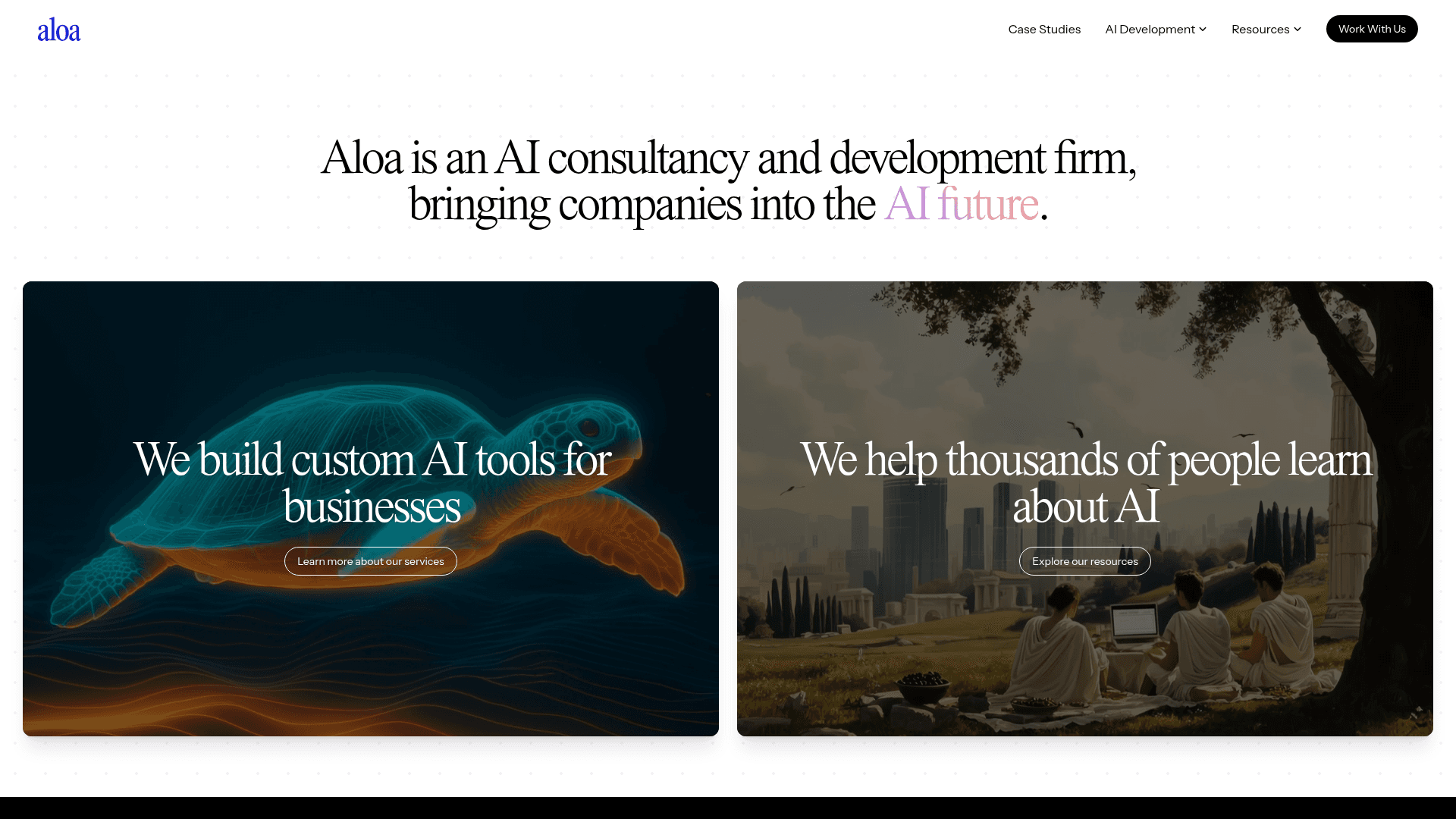 Aloa website screenshot