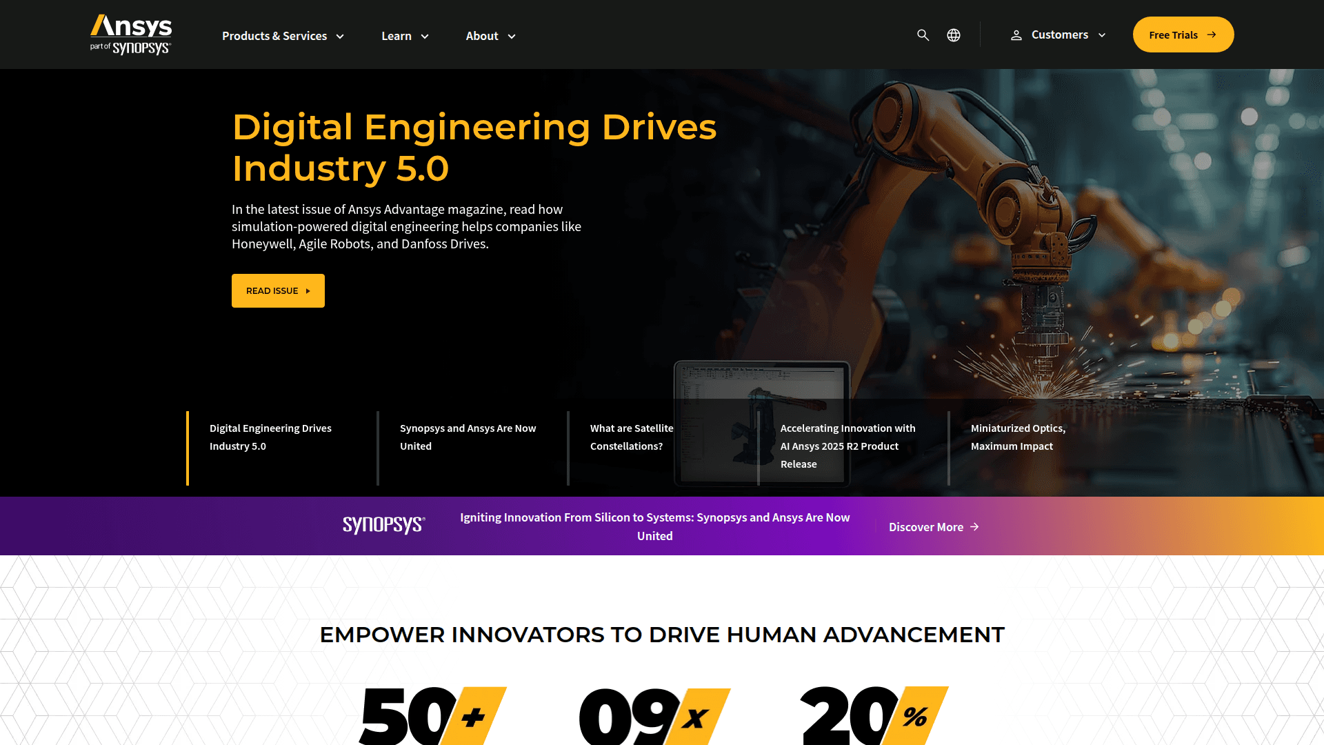 Ansys website screenshot