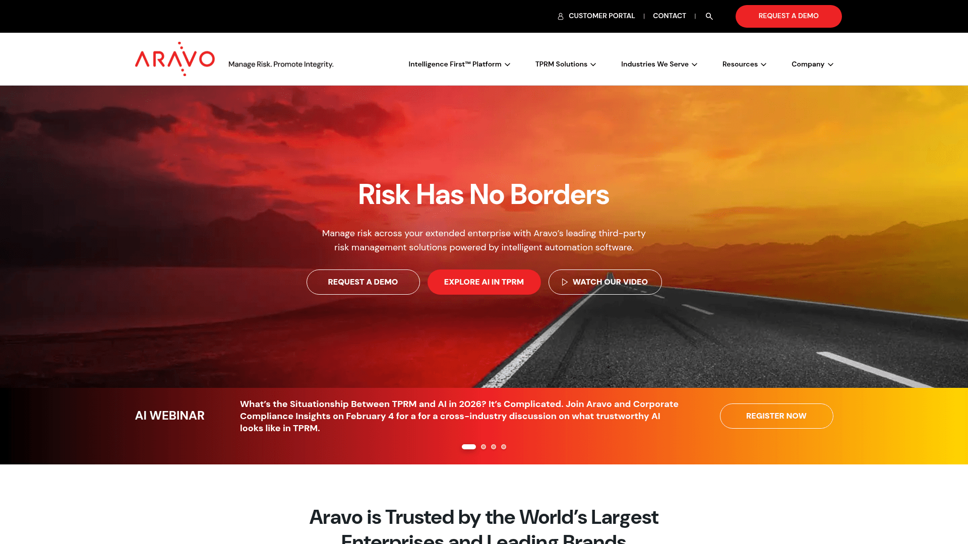 Aravo Solutions website screenshot