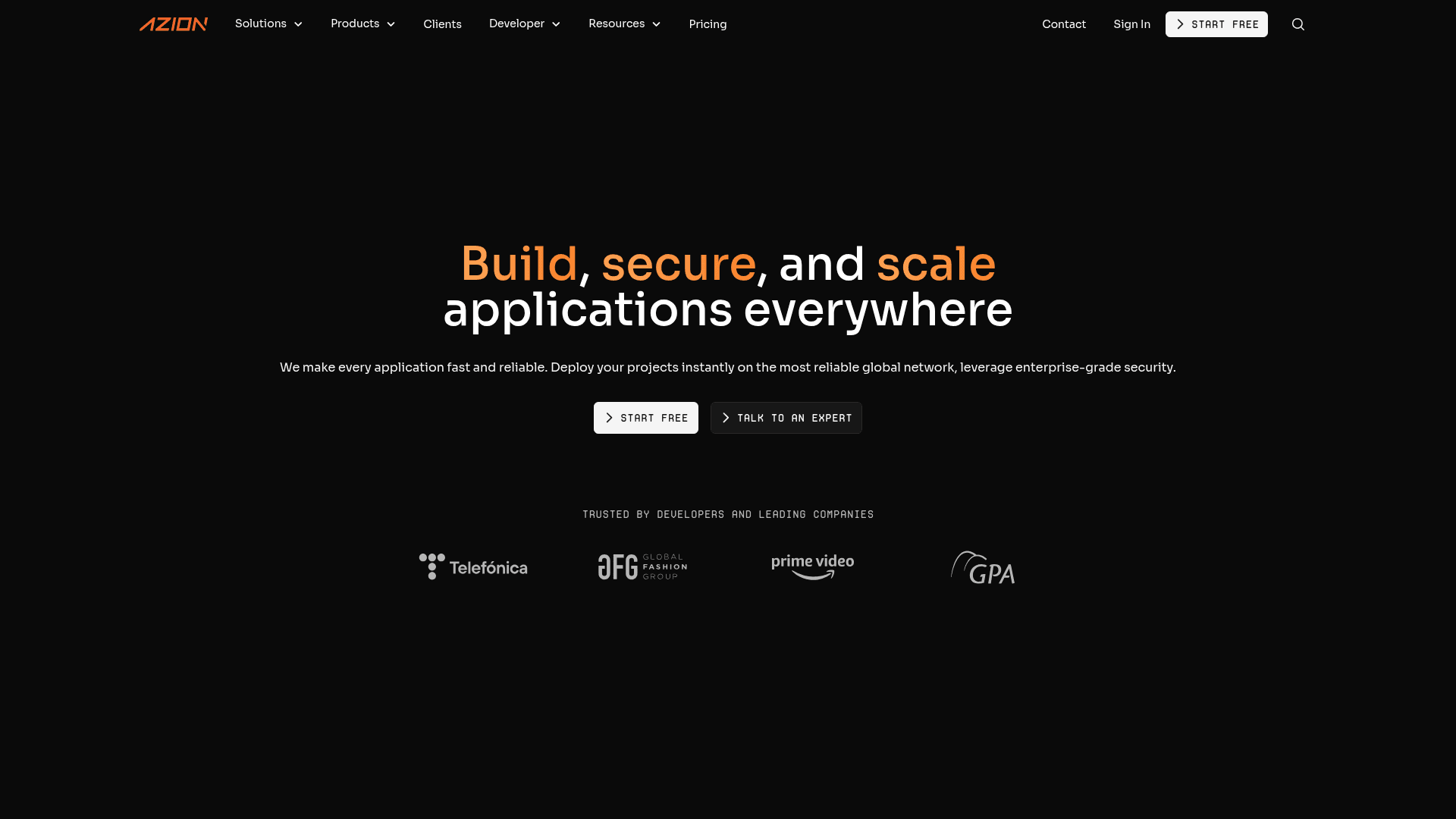 Azion website screenshot