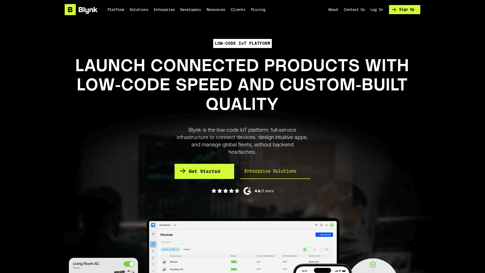 Blynk website screenshot