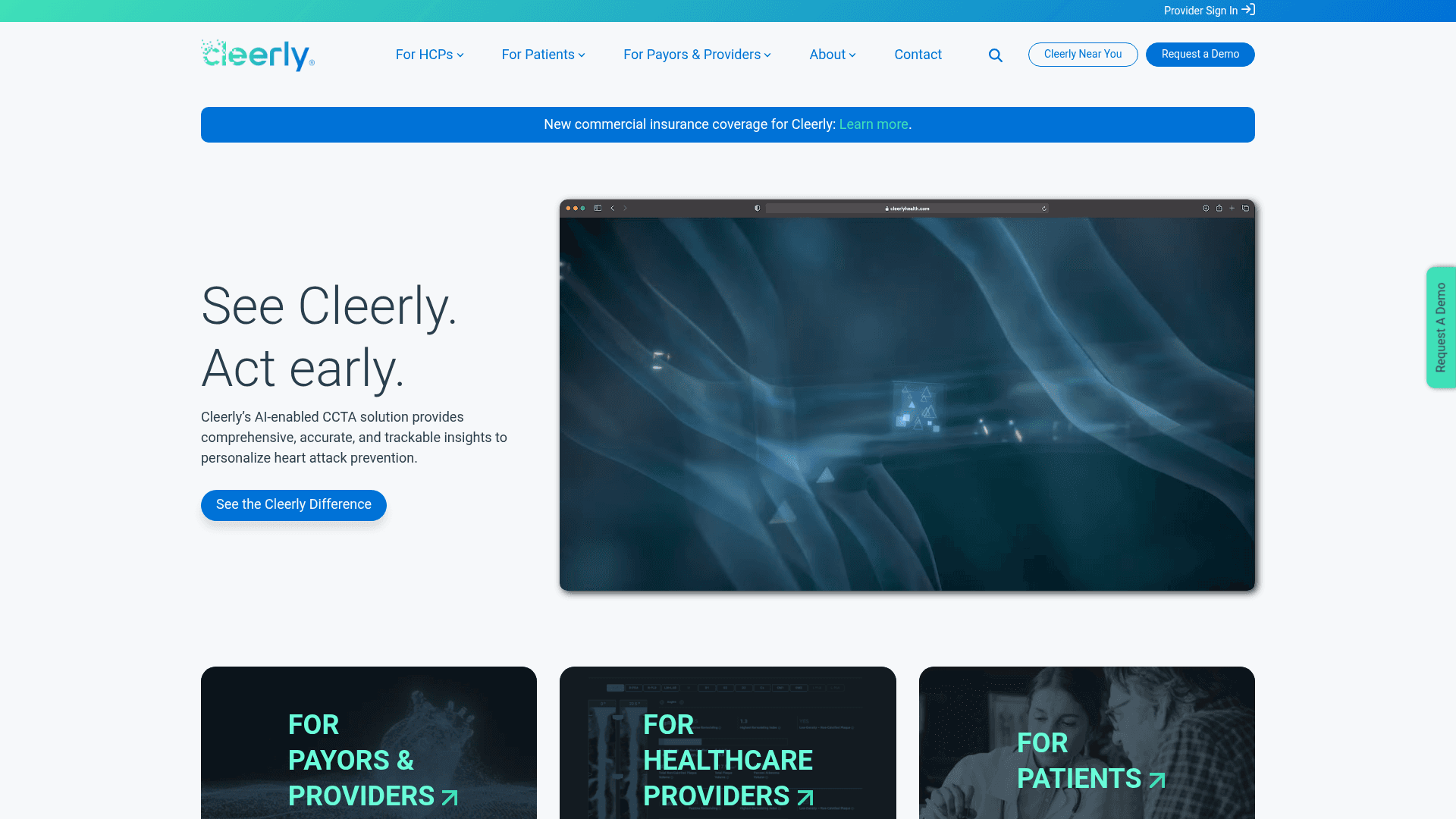 Cleerly website screenshot