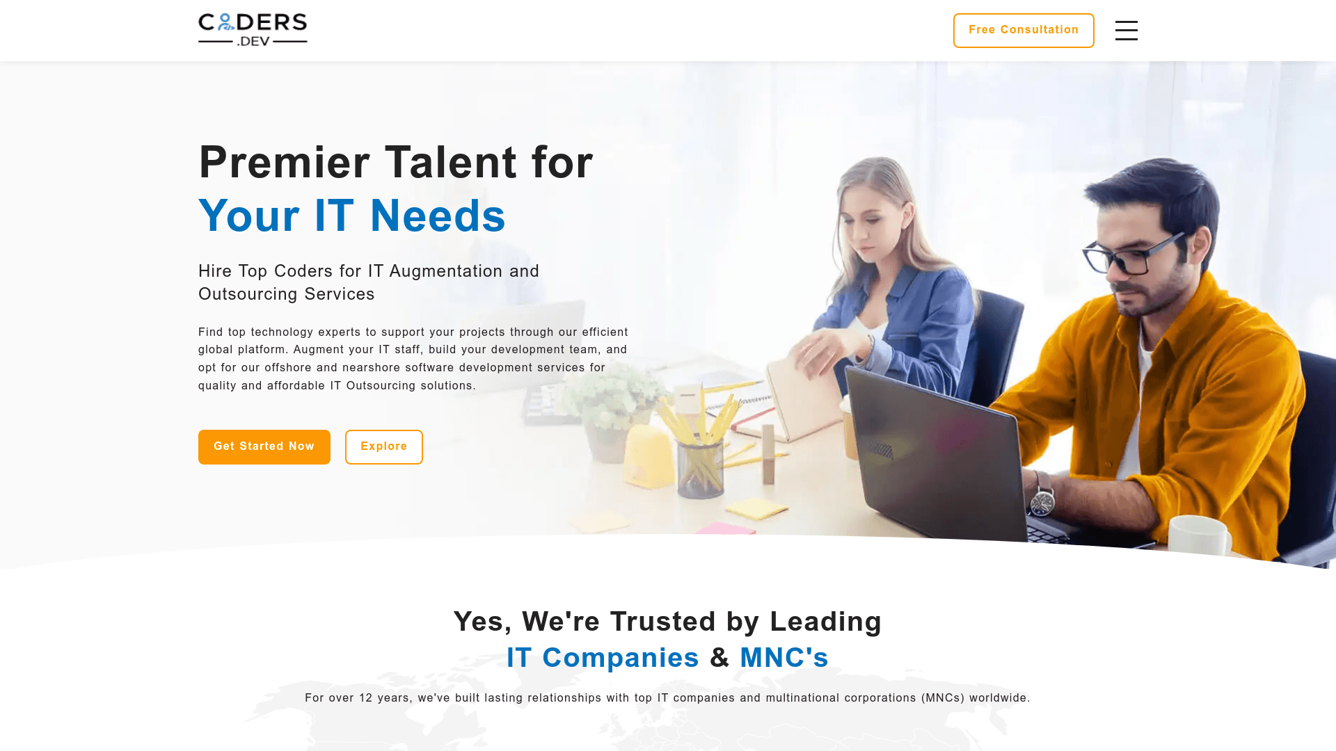 Coders.dev website screenshot