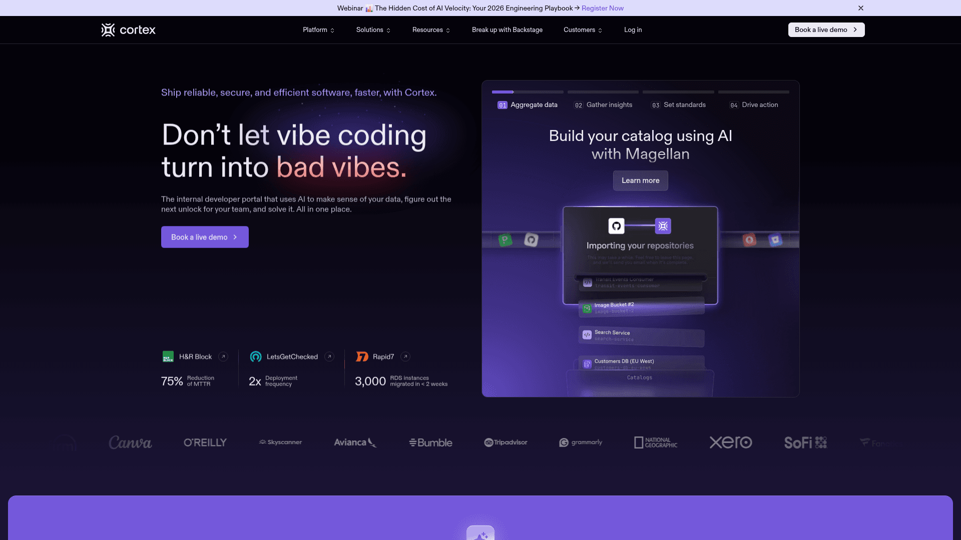 Cortex website screenshot
