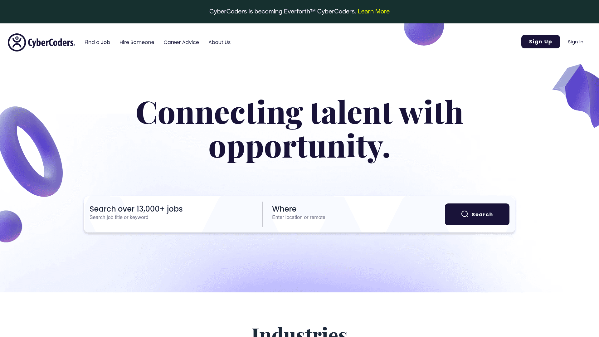 Cybercoders website screenshot
