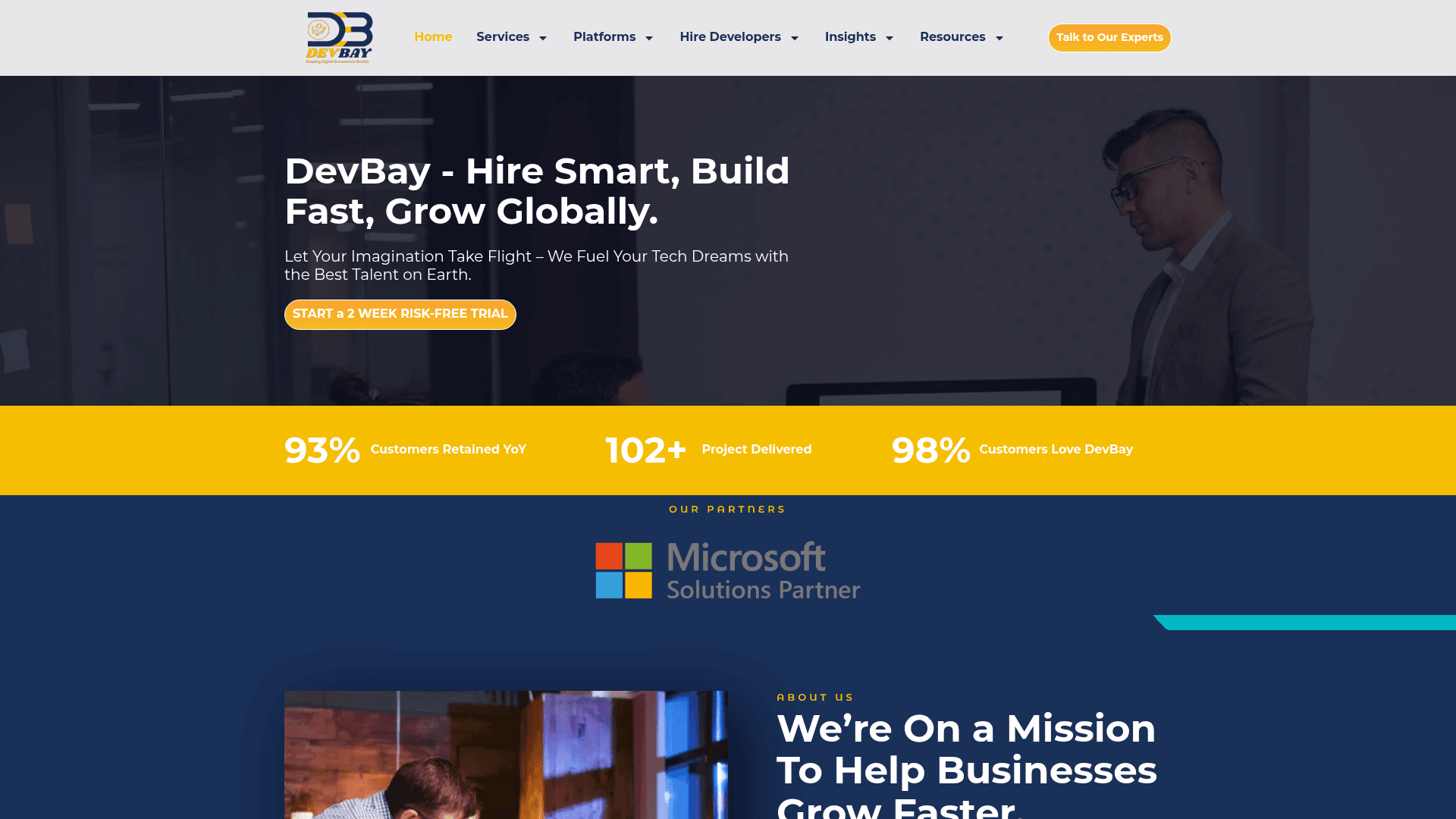 DevBay website screenshot