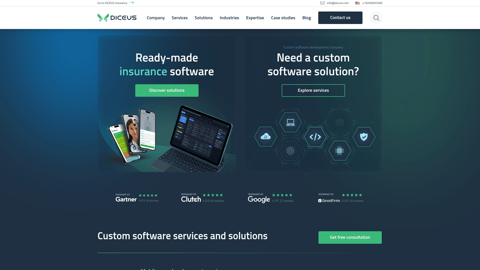 Diceus website screenshot