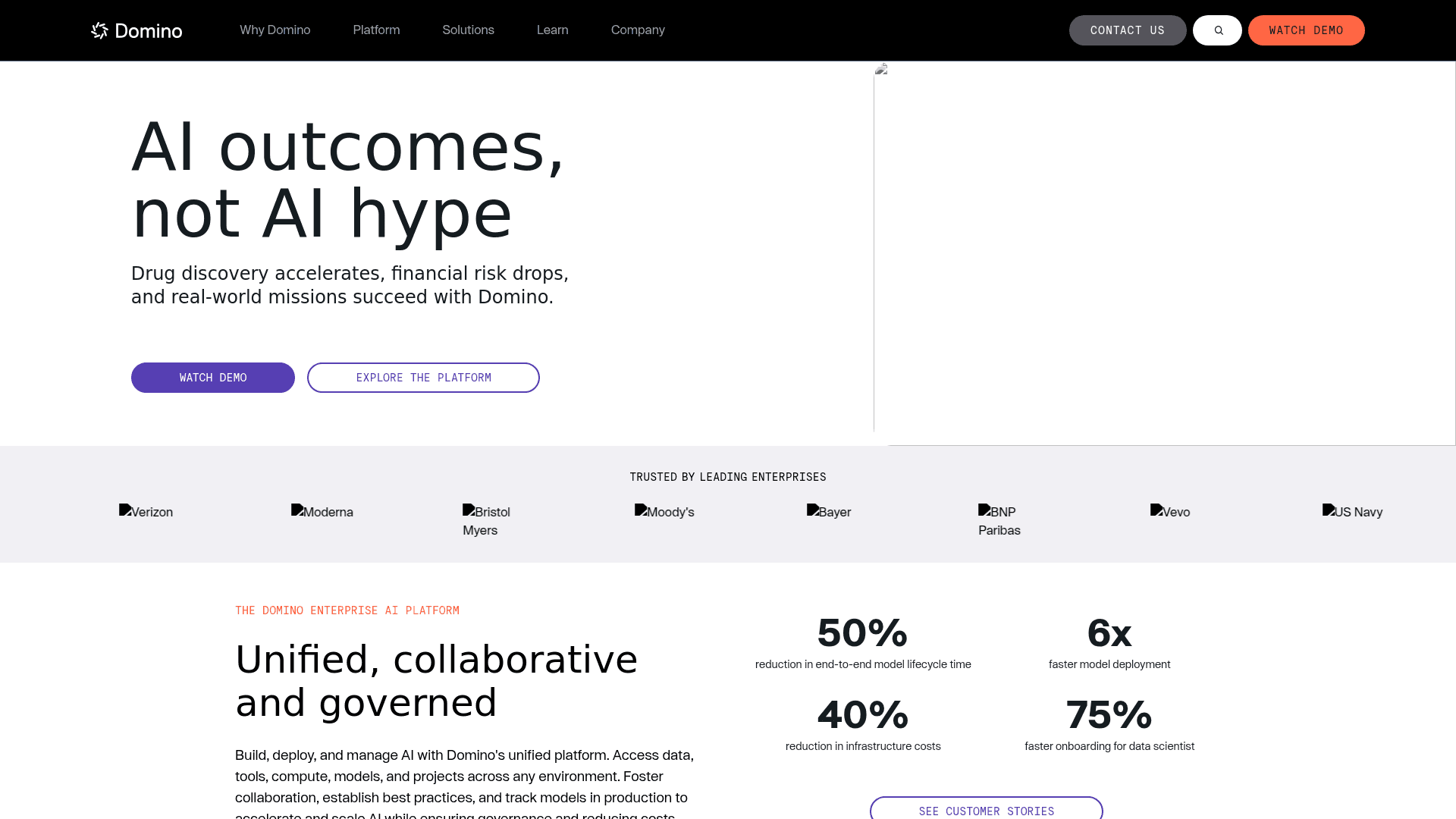 Domino Data Lab website screenshot