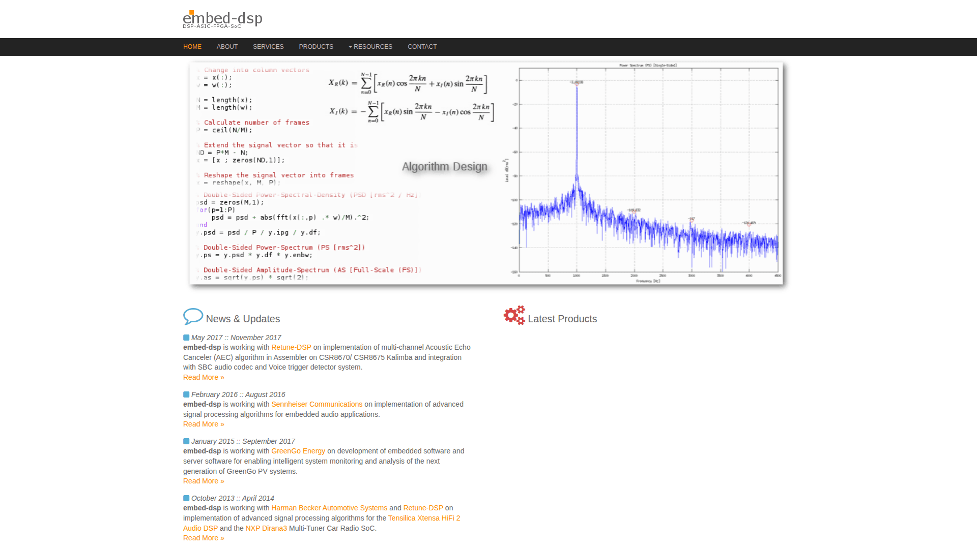 embed-dsp website screenshot