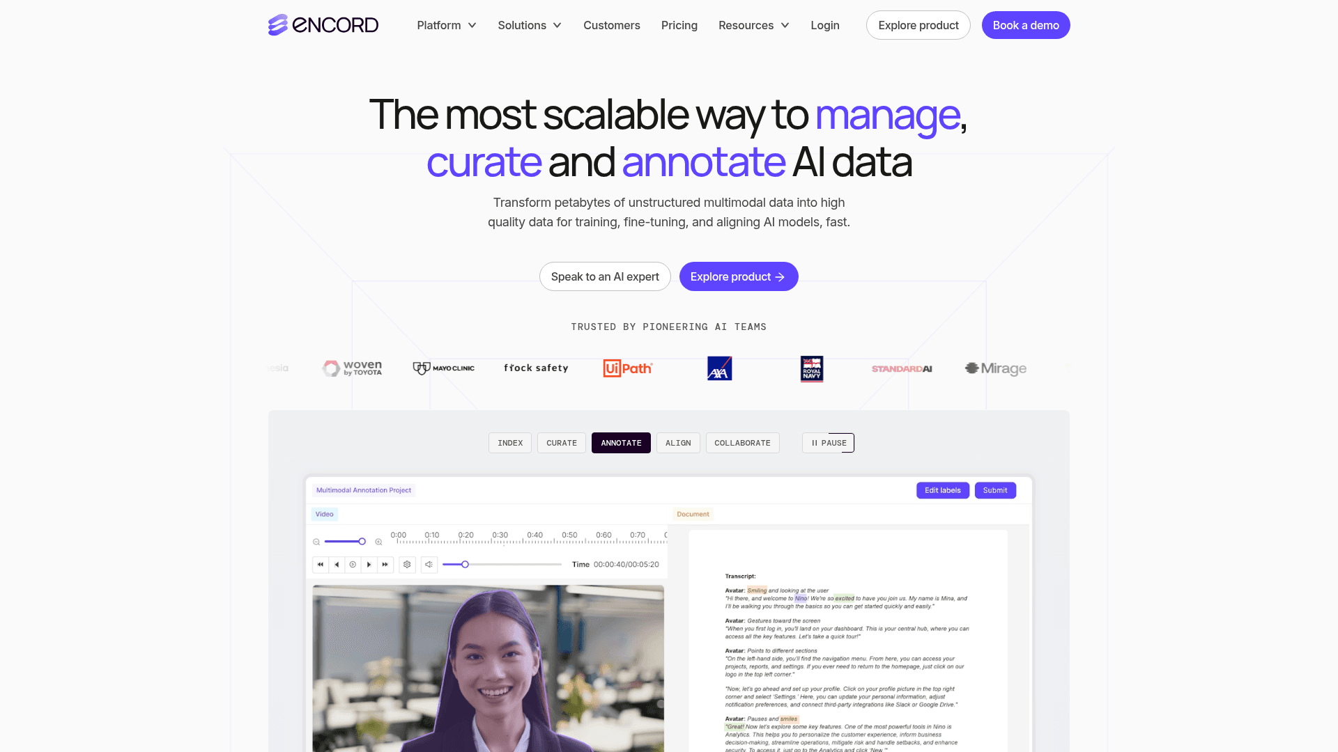 Encord website screenshot