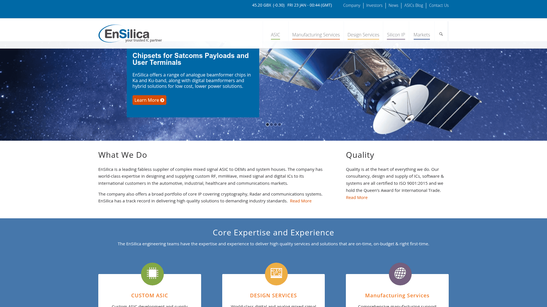 EnSilica website screenshot