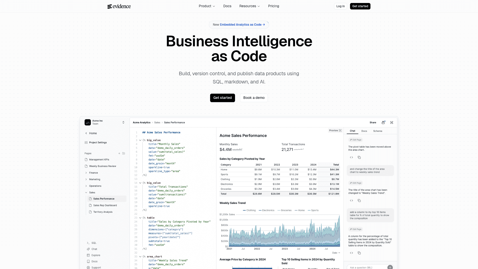 Evidence website screenshot