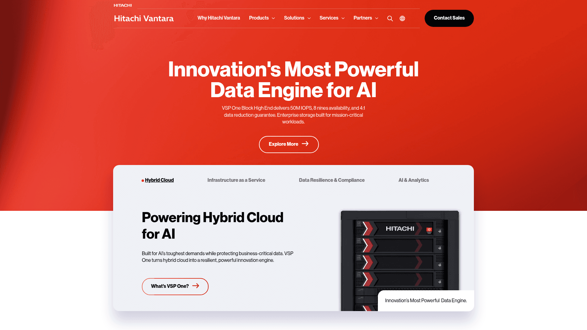Hitachi Vantara website screenshot