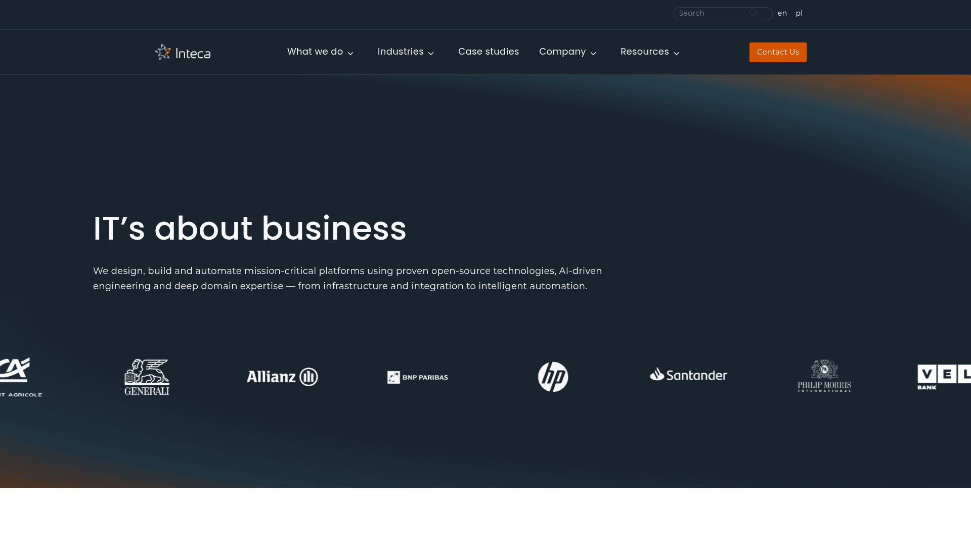 Inteca website screenshot