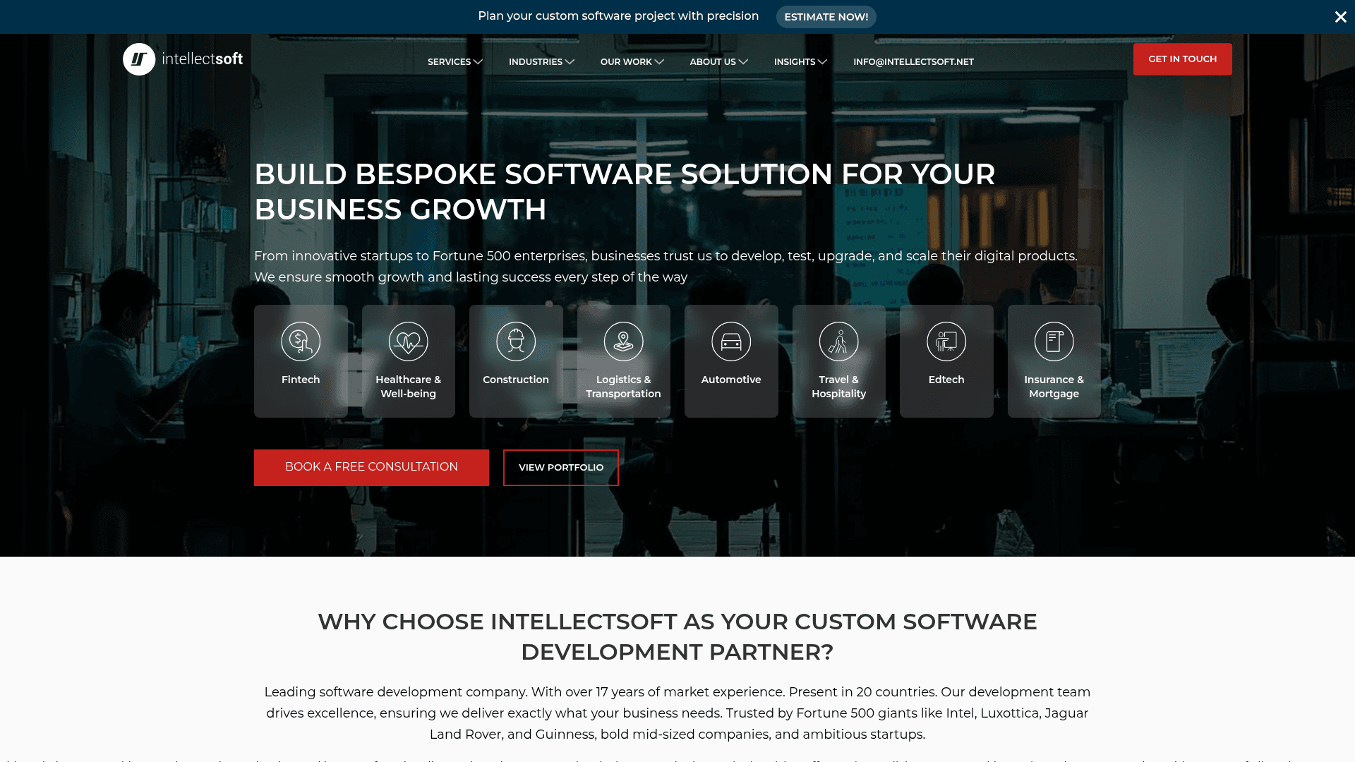 Intellectsoft website screenshot