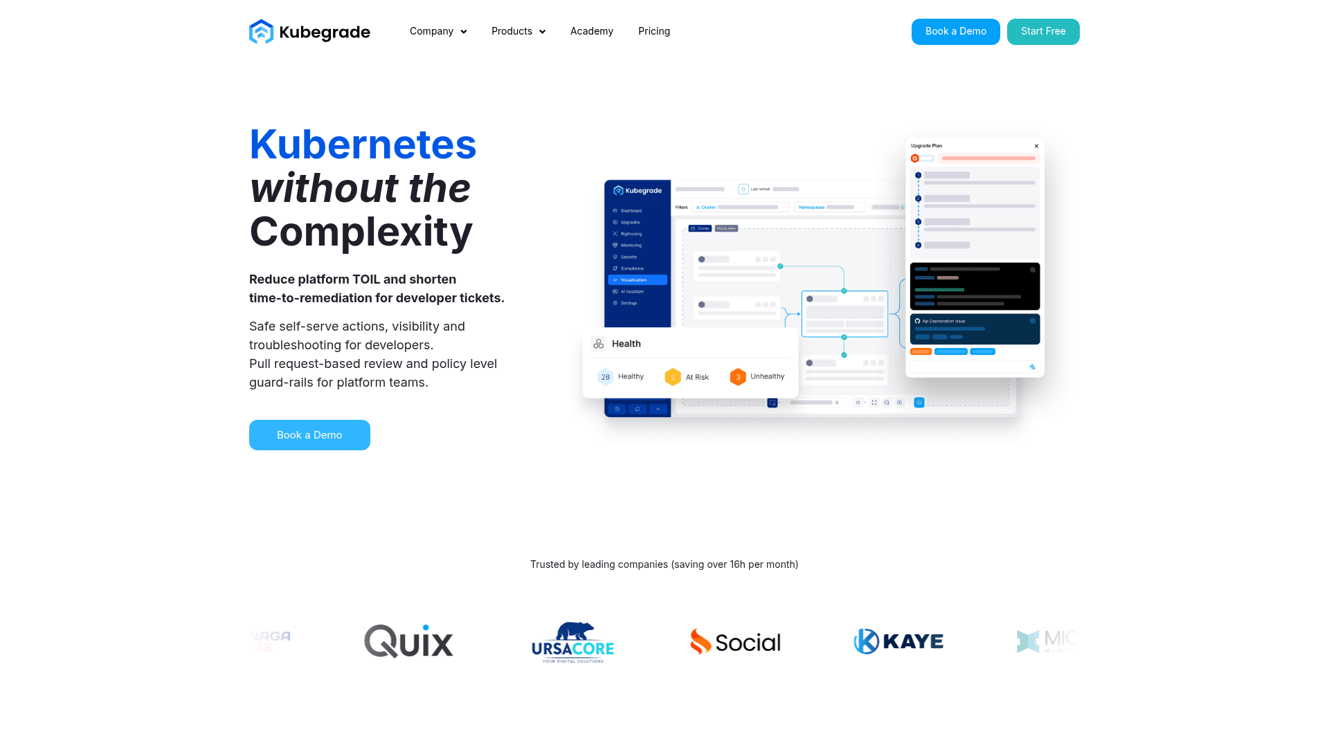 Kubegrade website screenshot