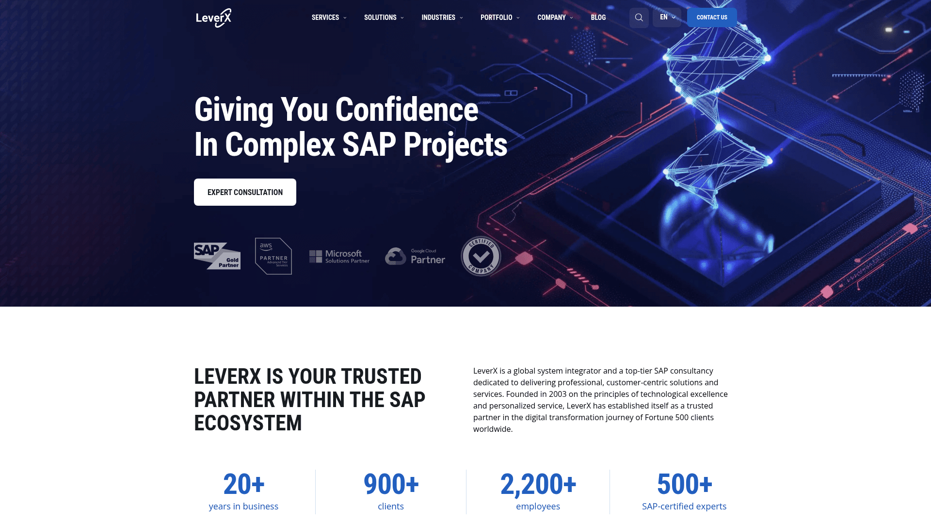 LeverX website screenshot
