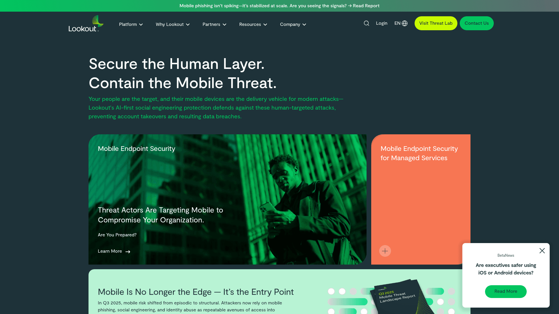 Lookout website screenshot