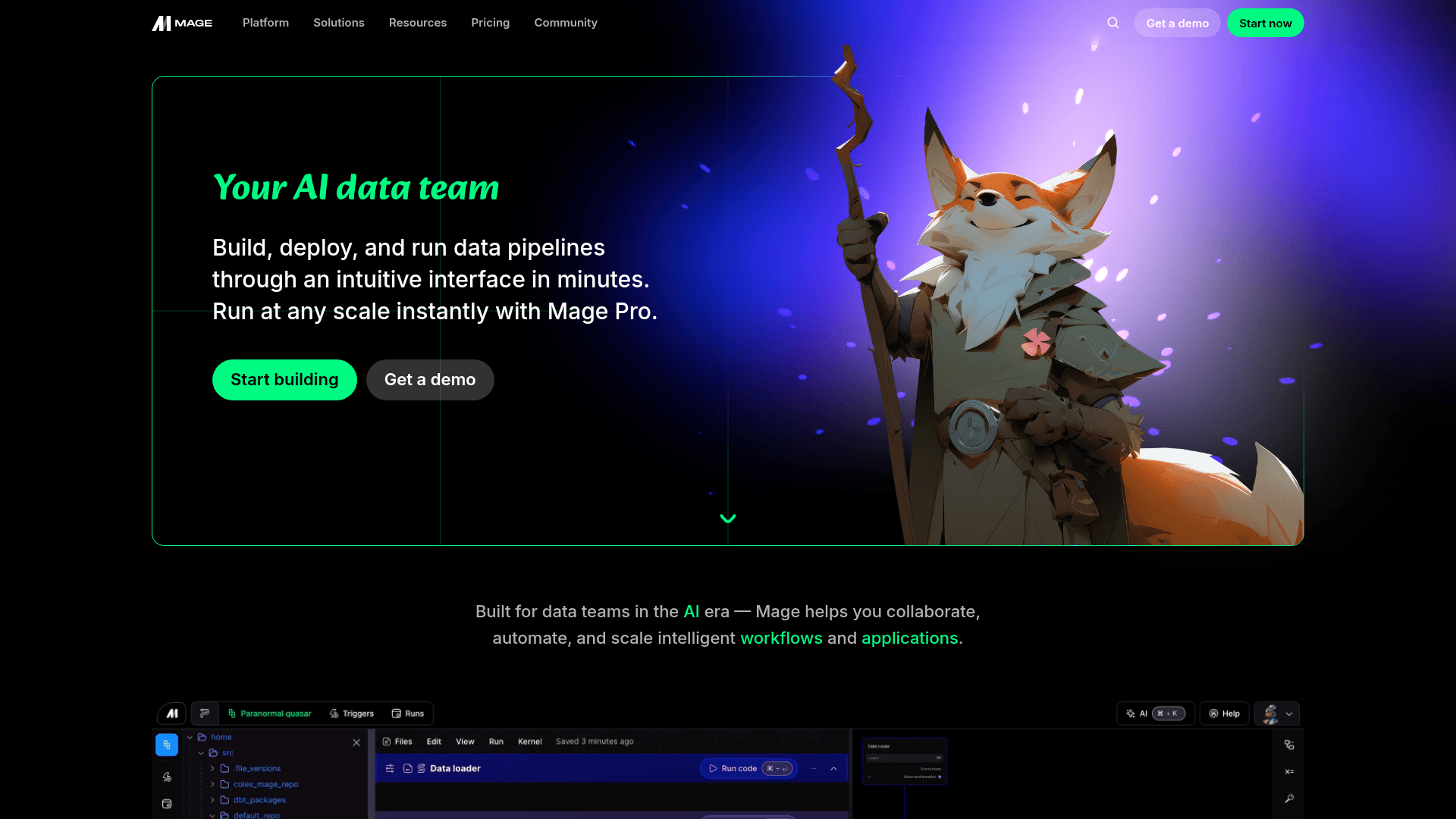 Mage AI website screenshot
