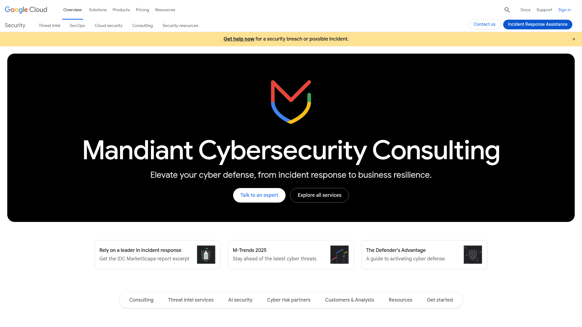 Mandiant website screenshot