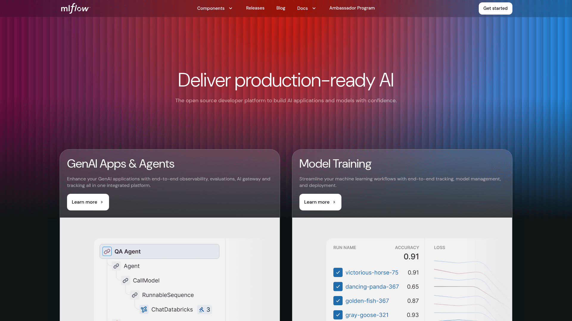 MLflow website screenshot
