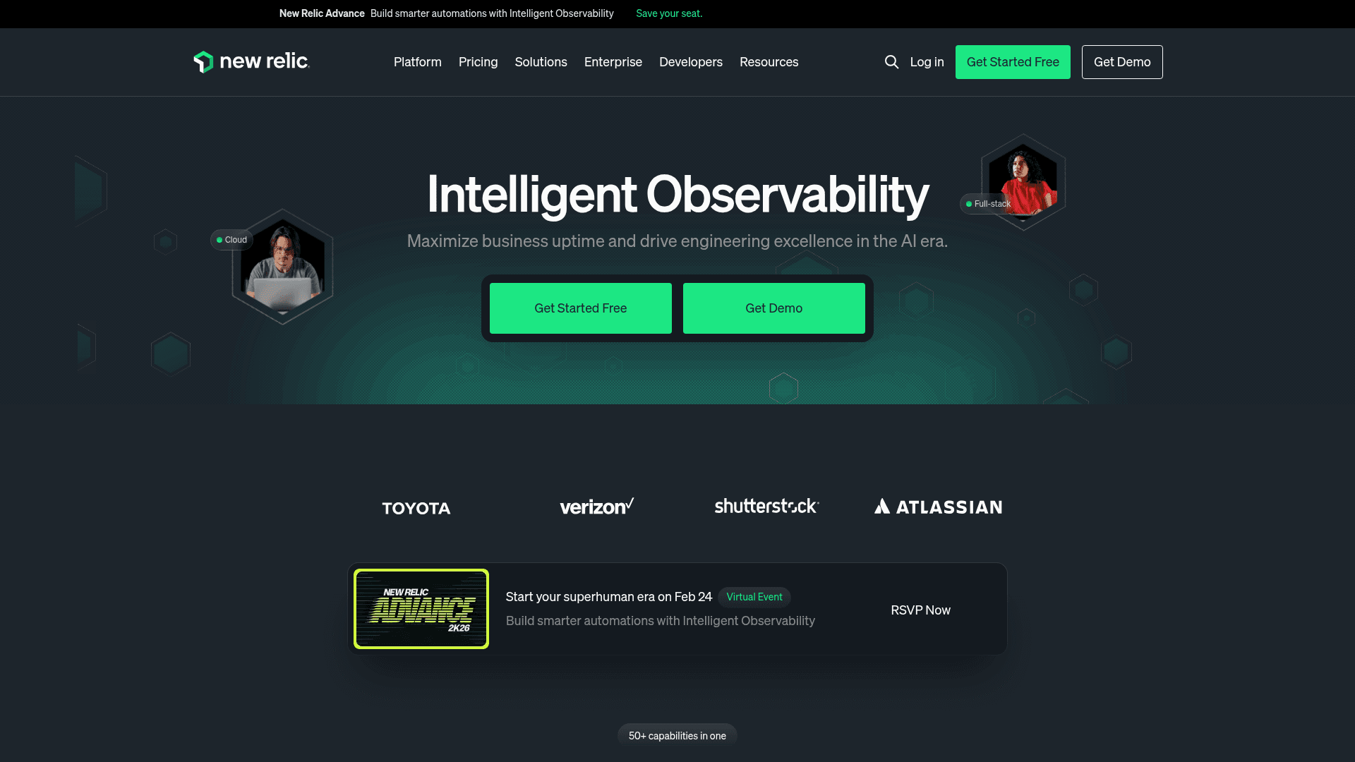 New Relic website screenshot