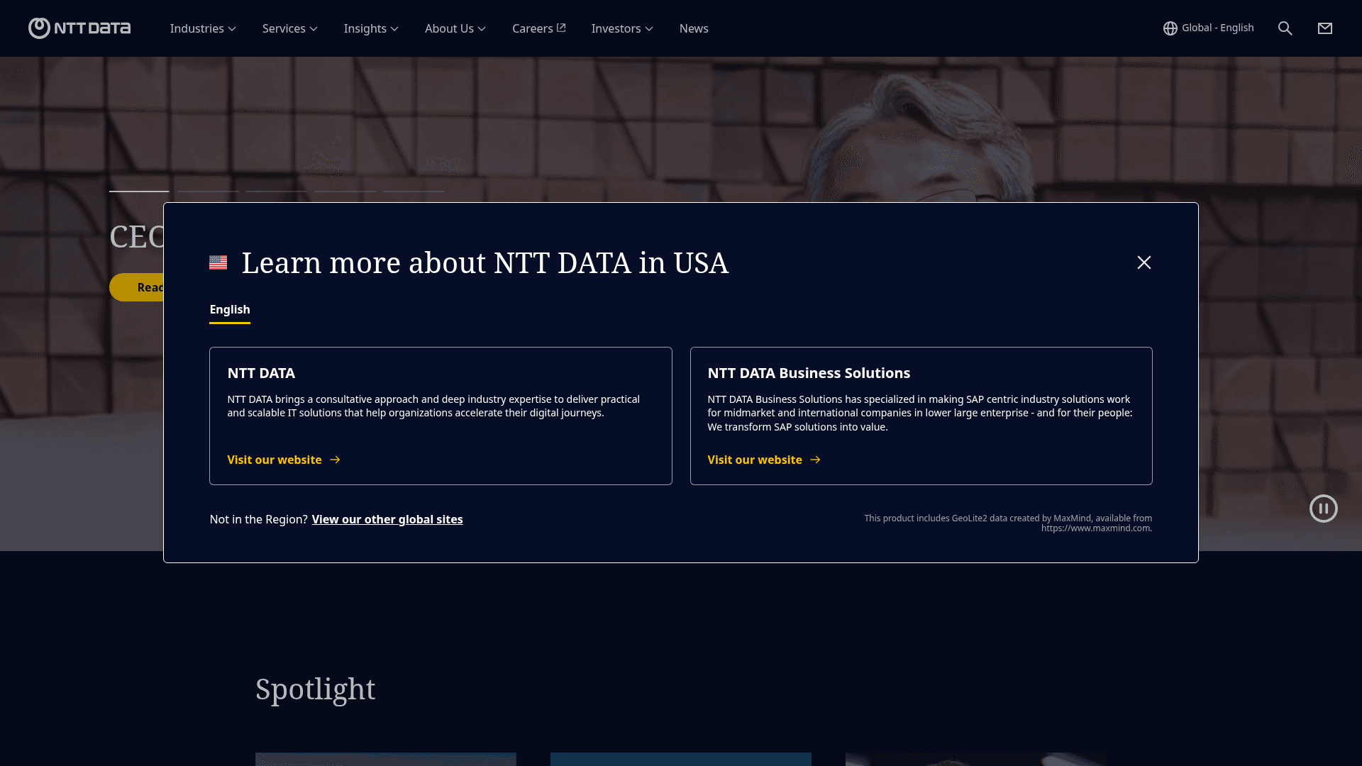 NTT DATA website screenshot