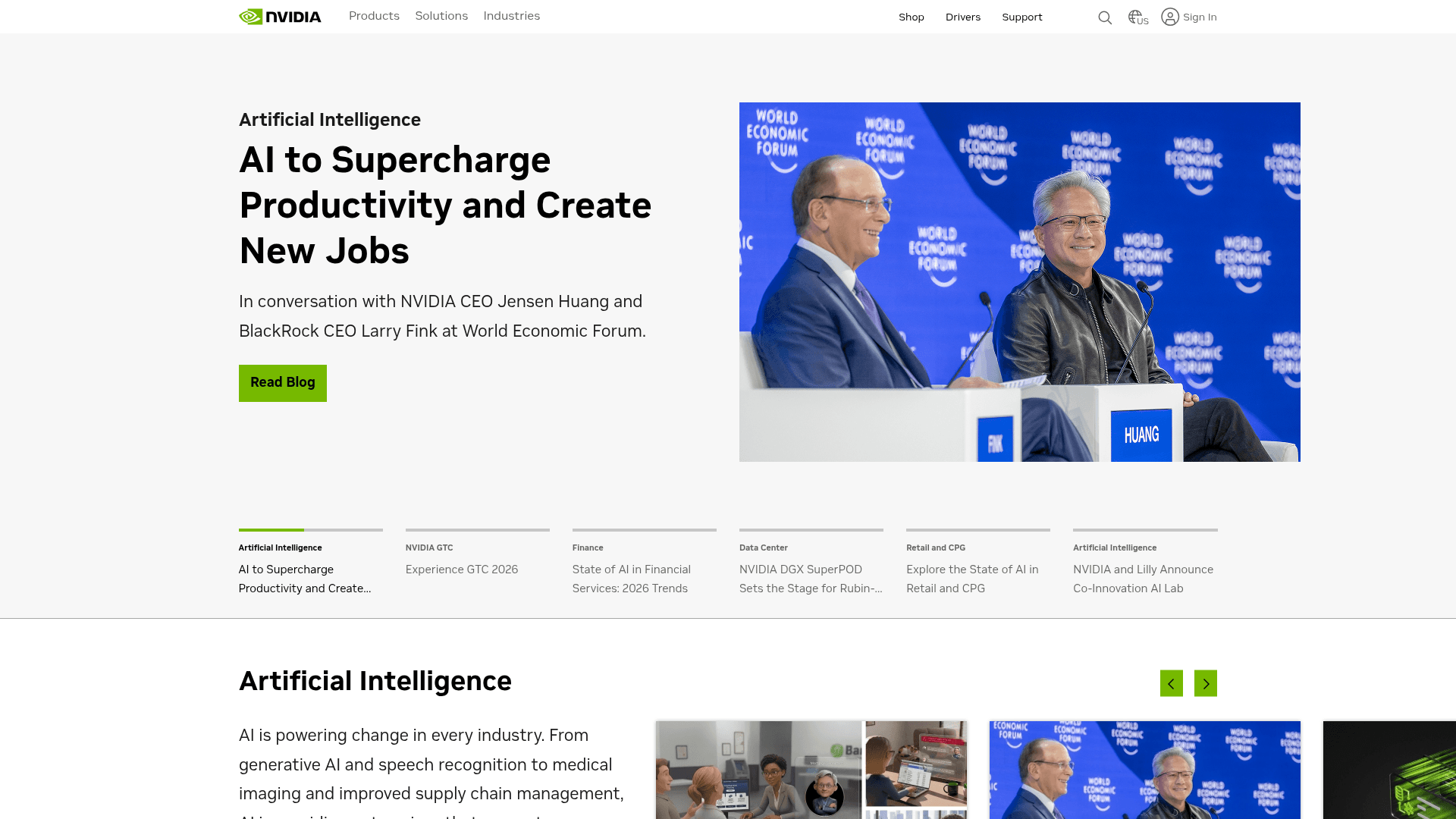 NVIDIA website screenshot