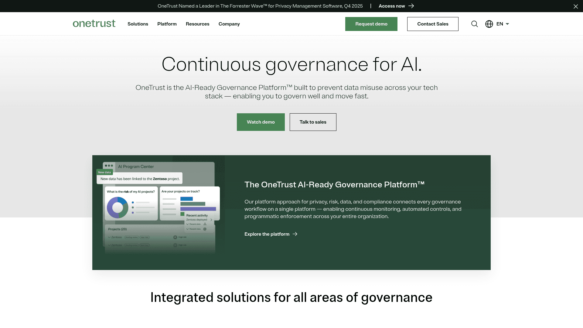 OneTrust website screenshot