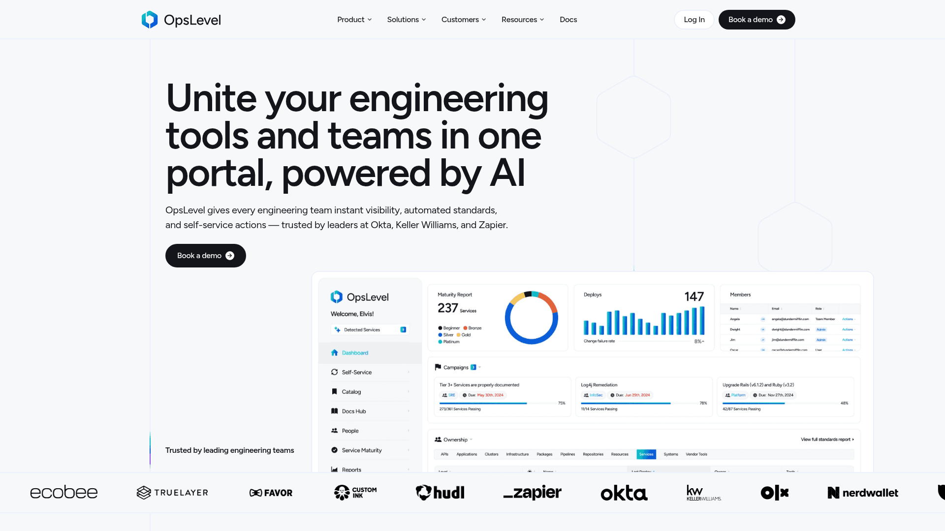 OpsLevel website screenshot