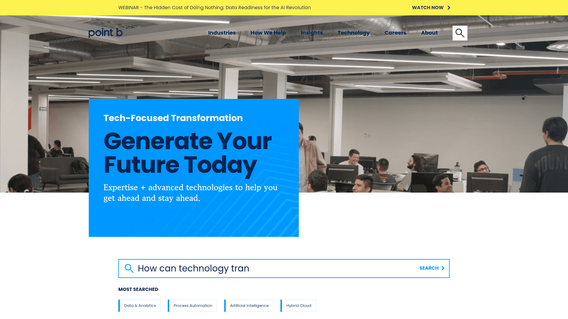 Point B website screenshot