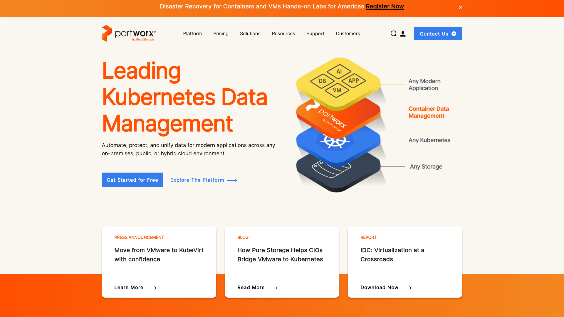 Portworx website screenshot