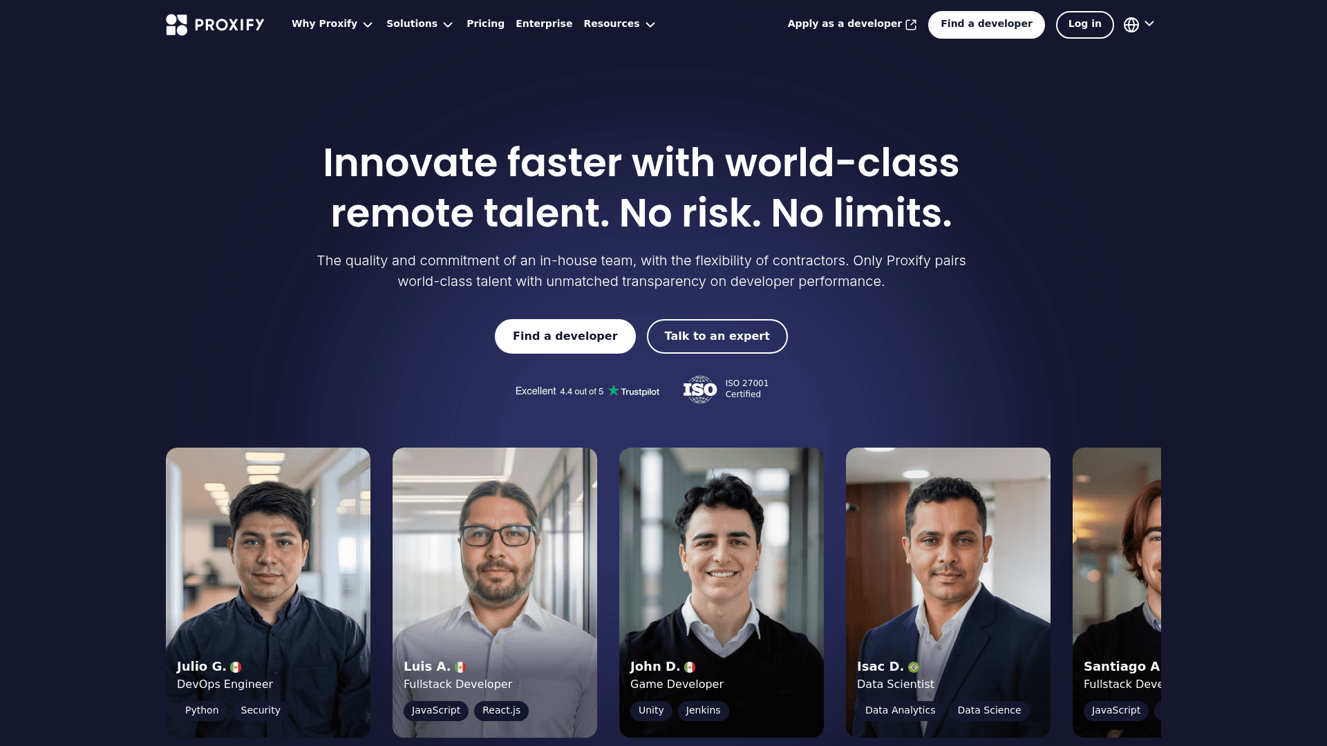 Proxify website screenshot