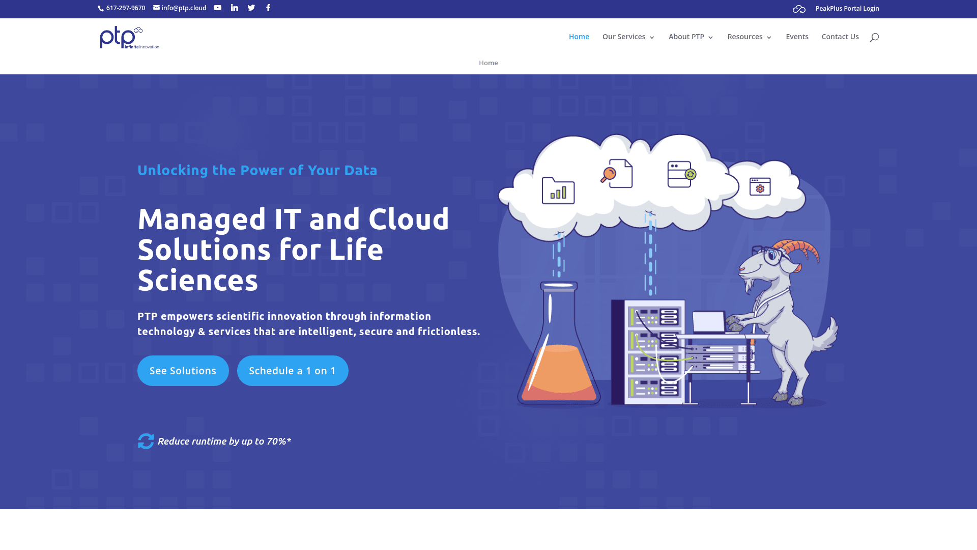 PTP Cloud website screenshot