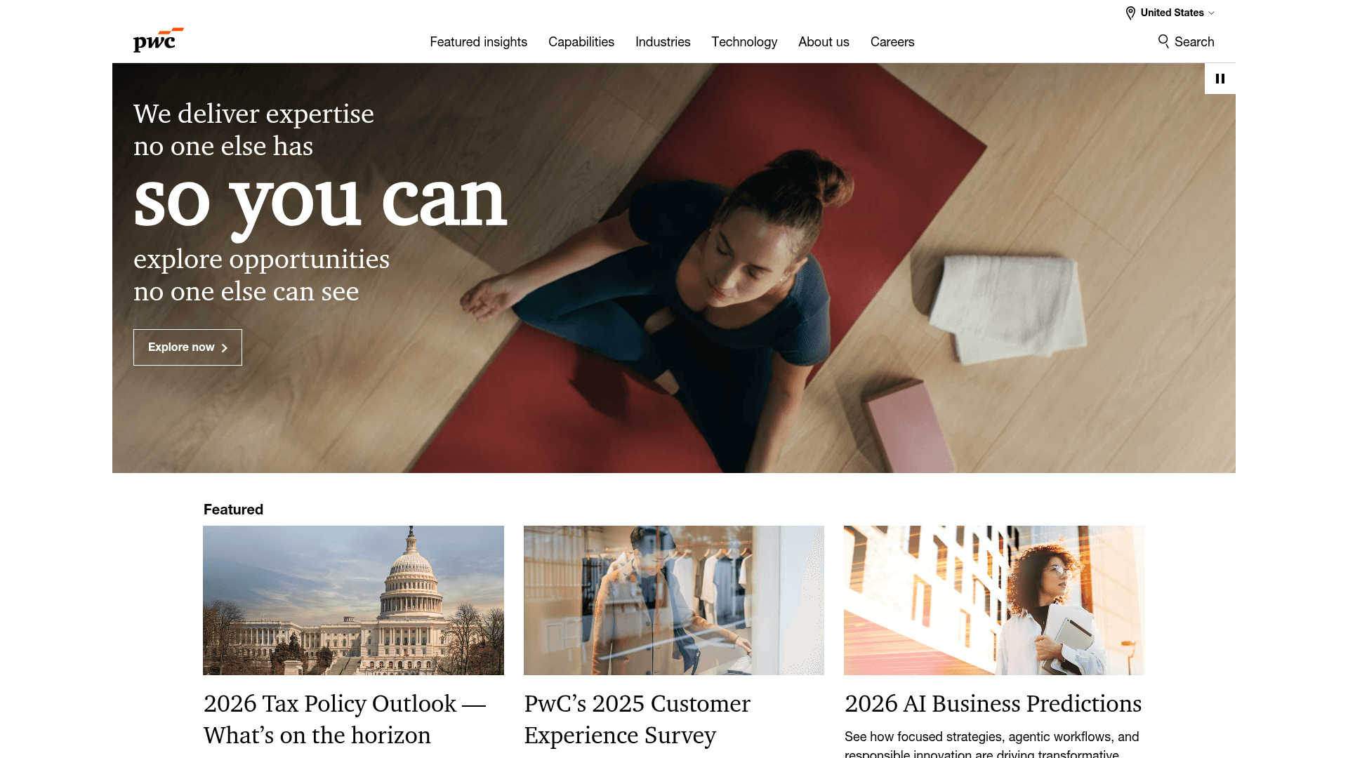 PwC website screenshot