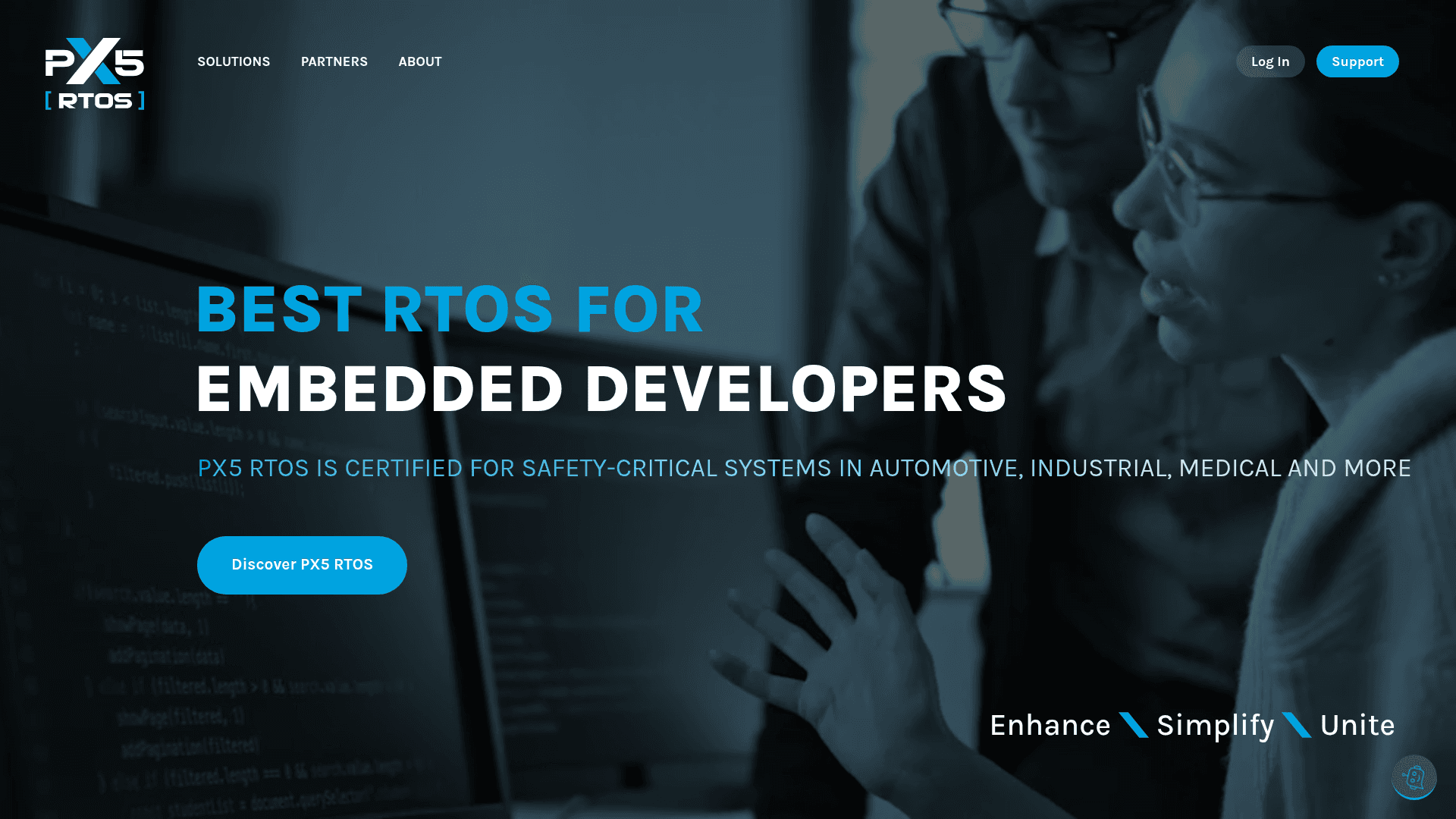 PX5 RTOS website screenshot