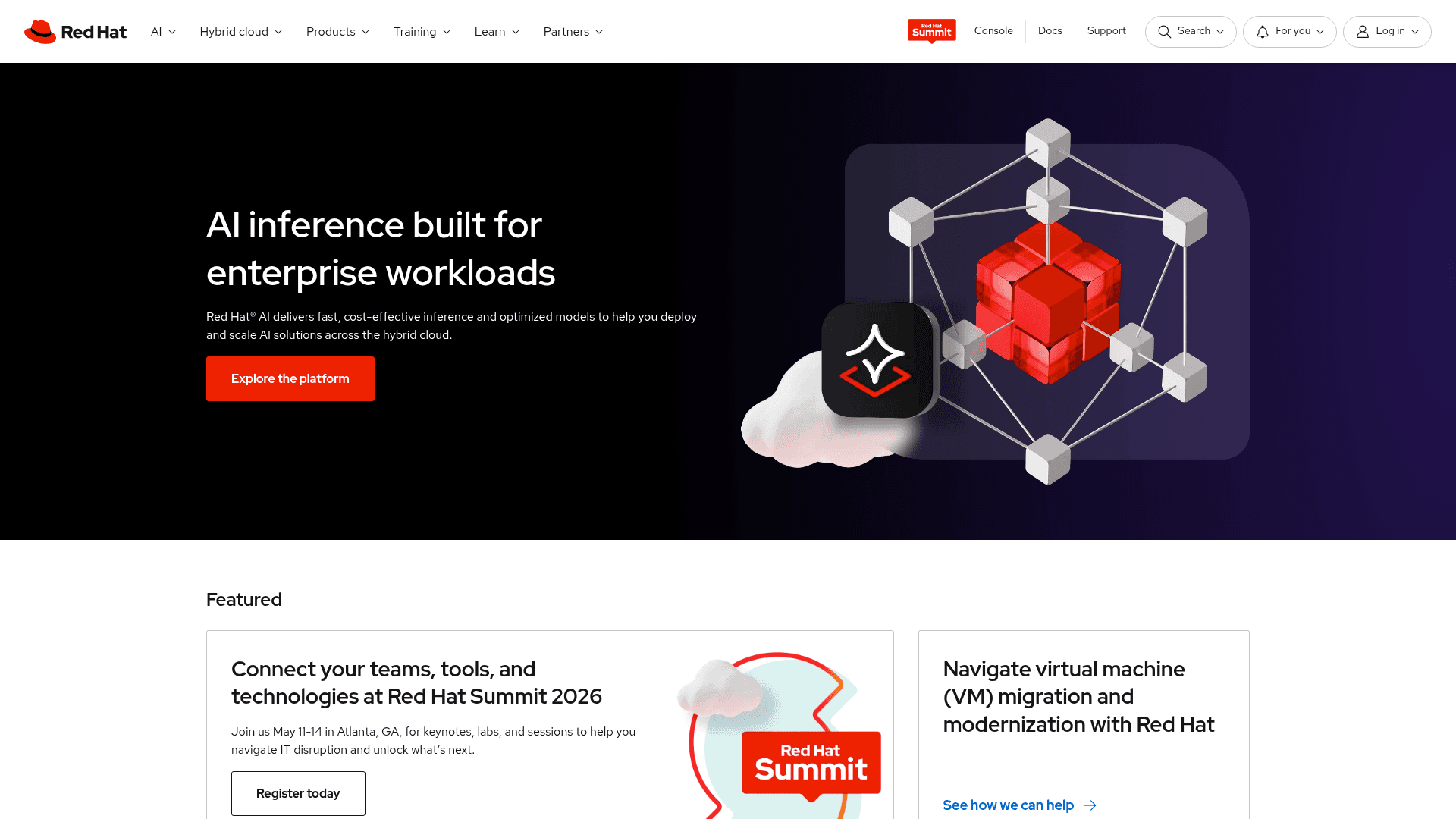Red Hat website screenshot
