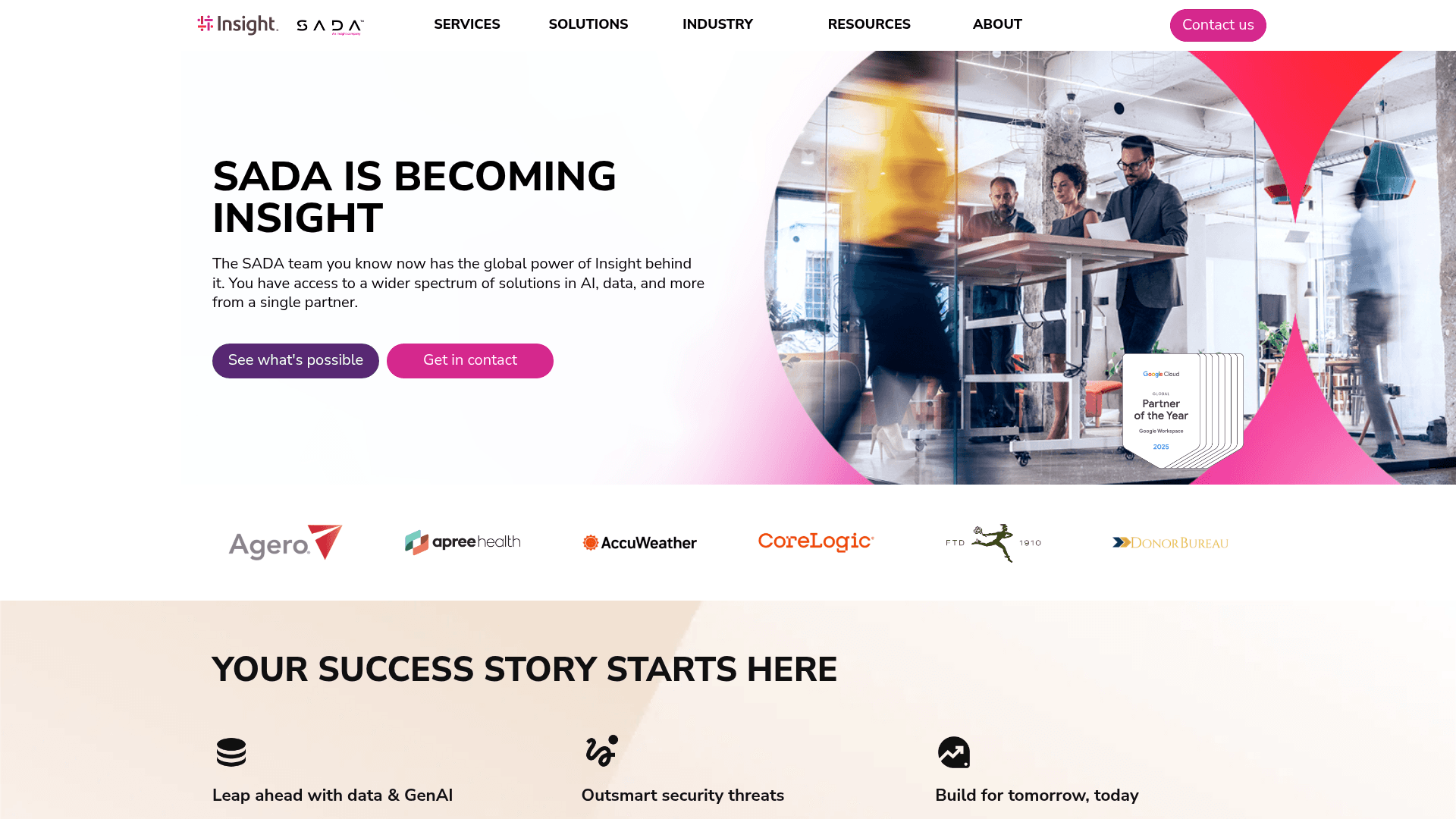 SADA website screenshot