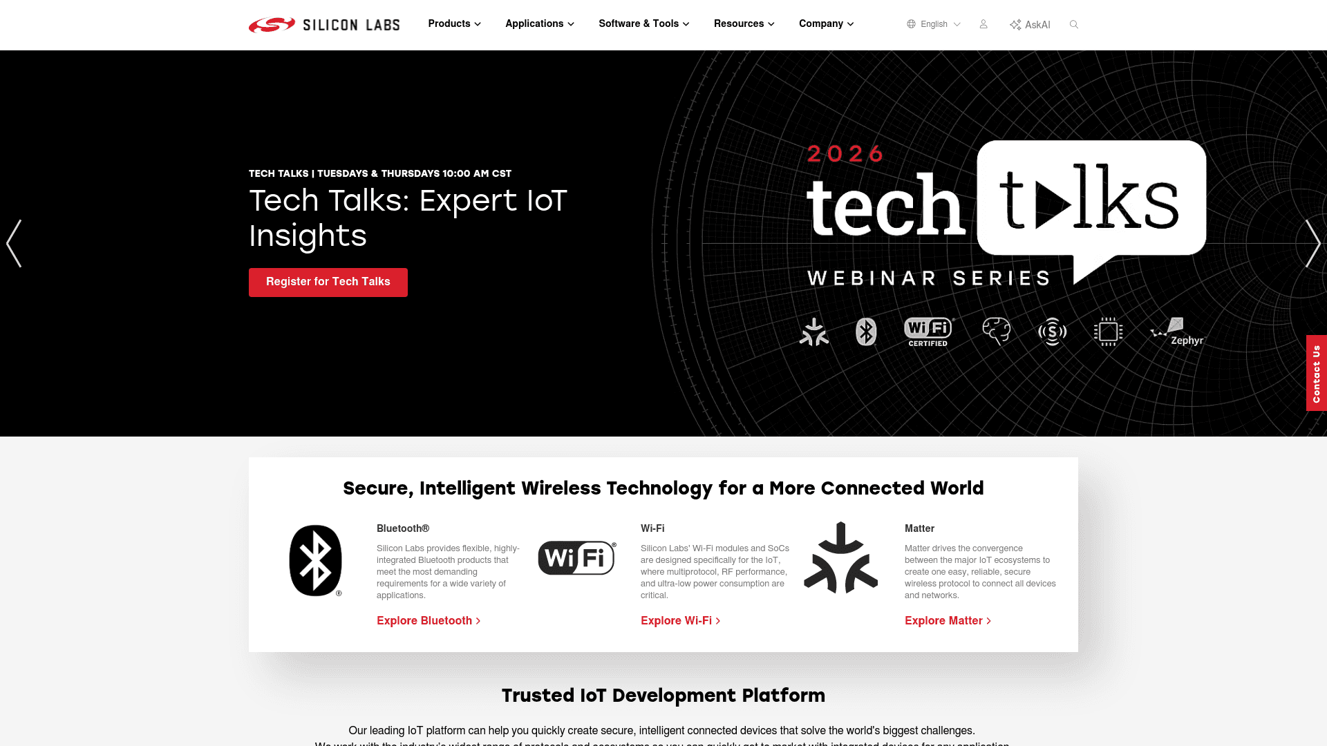 Silicon Labs website screenshot