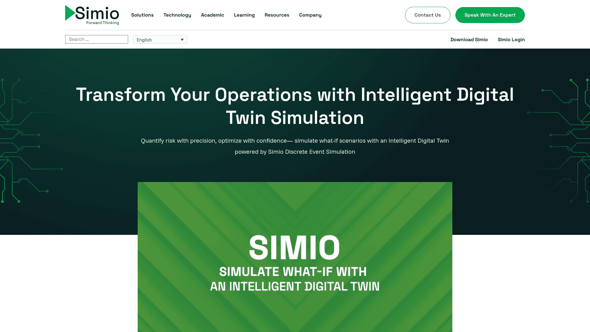 Simio website screenshot