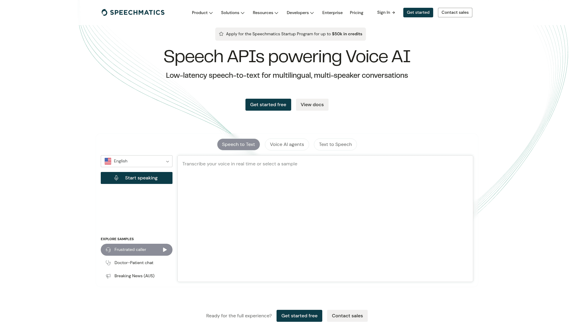 Speechmatics website screenshot