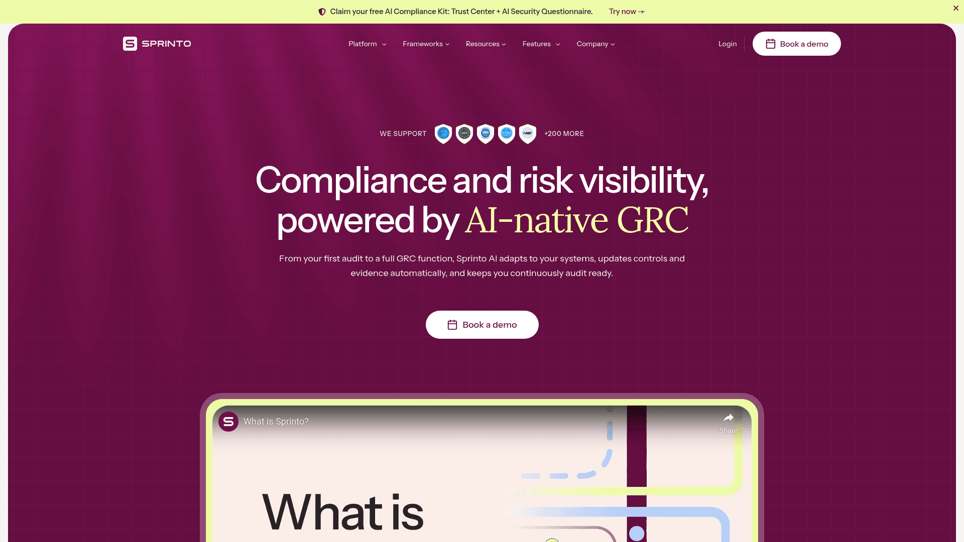 Sprinto website screenshot