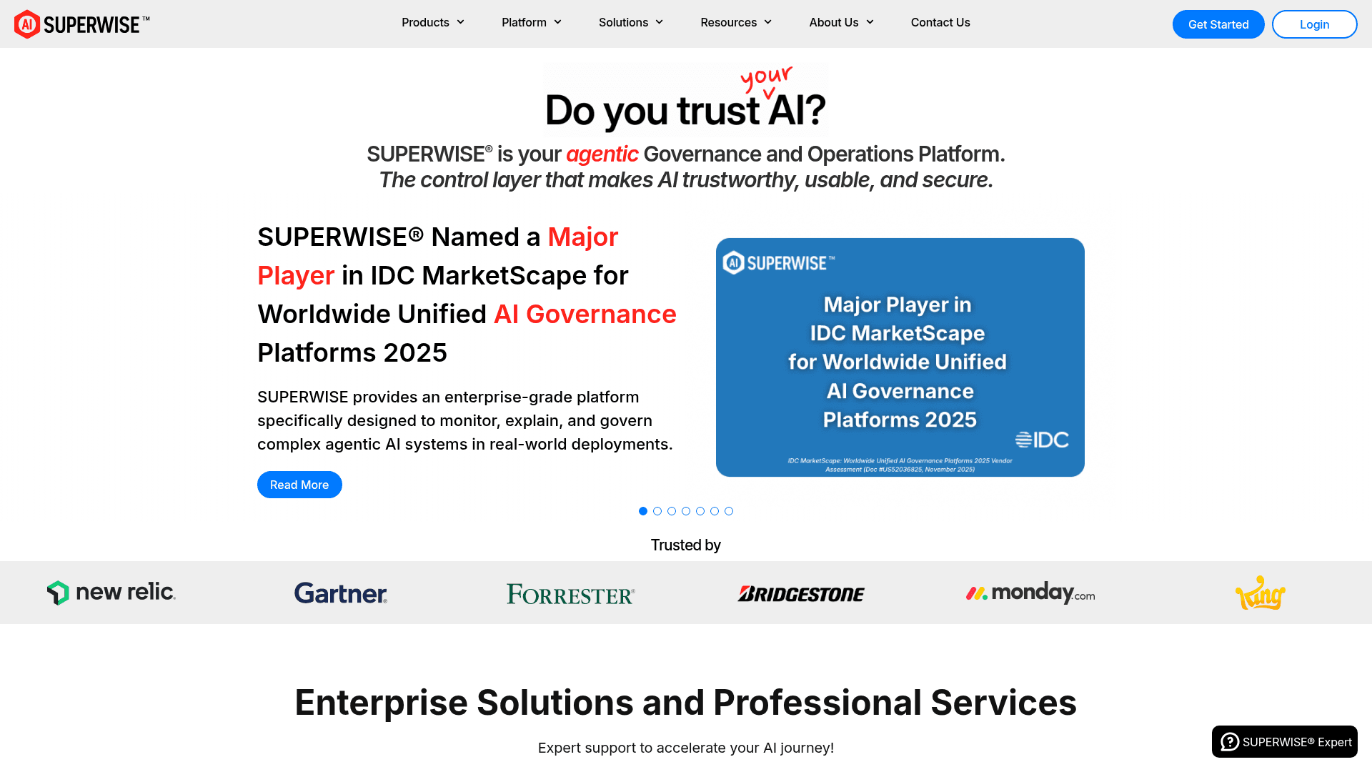 Superwise website screenshot