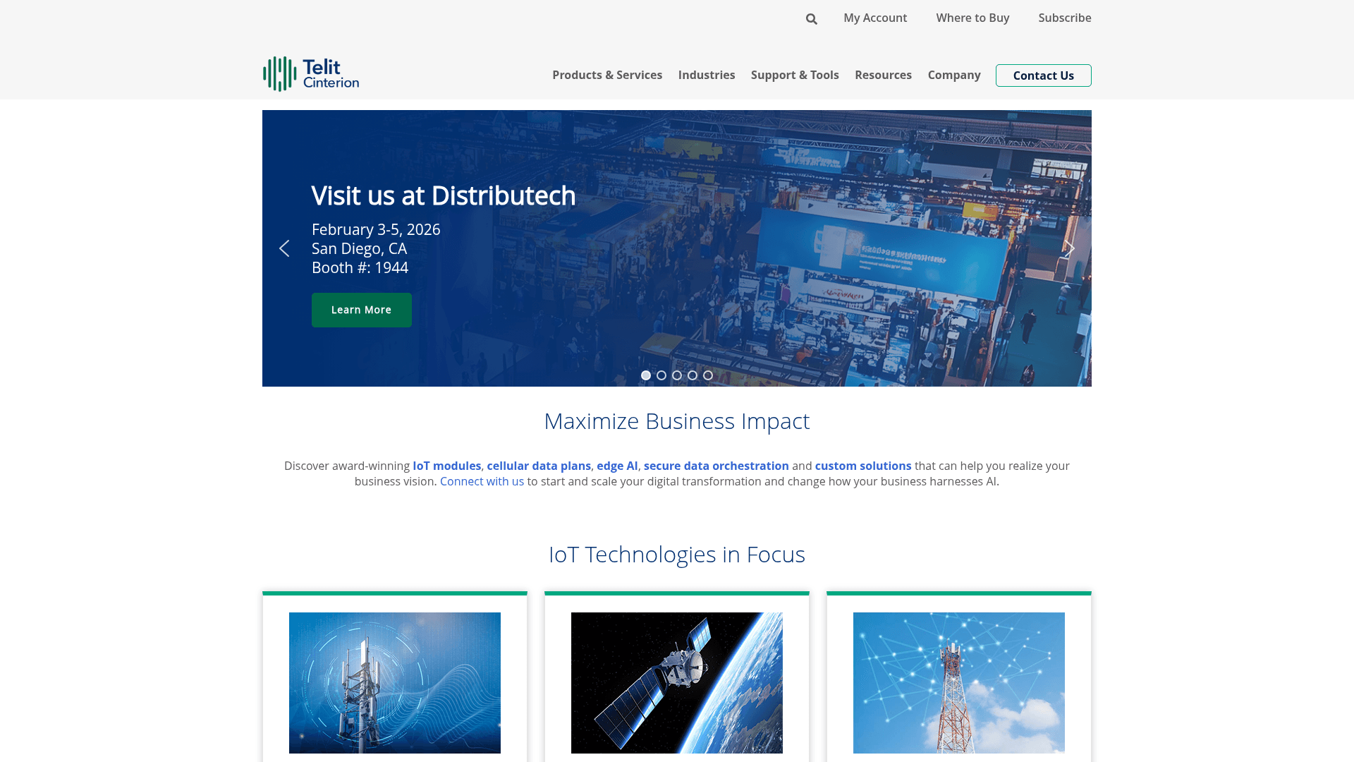 Telit website screenshot