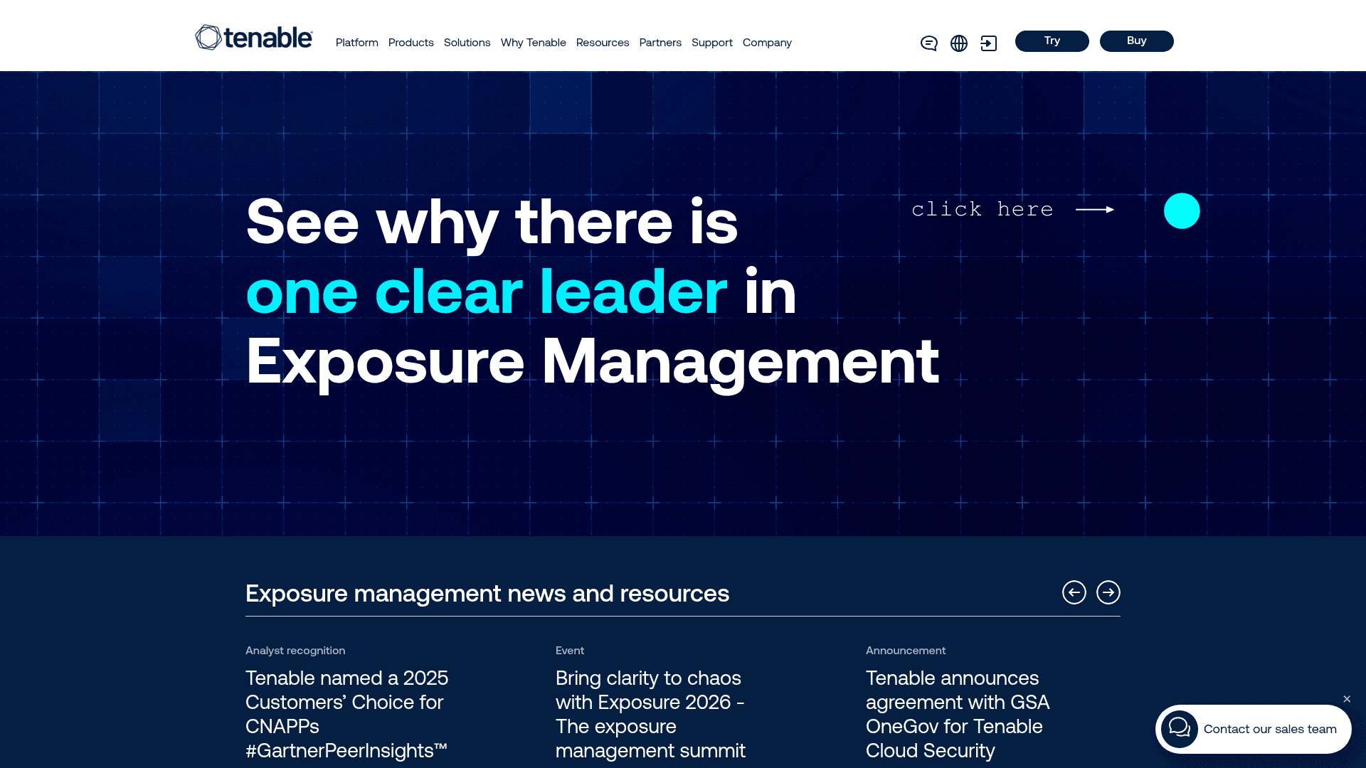 Tenable website screenshot