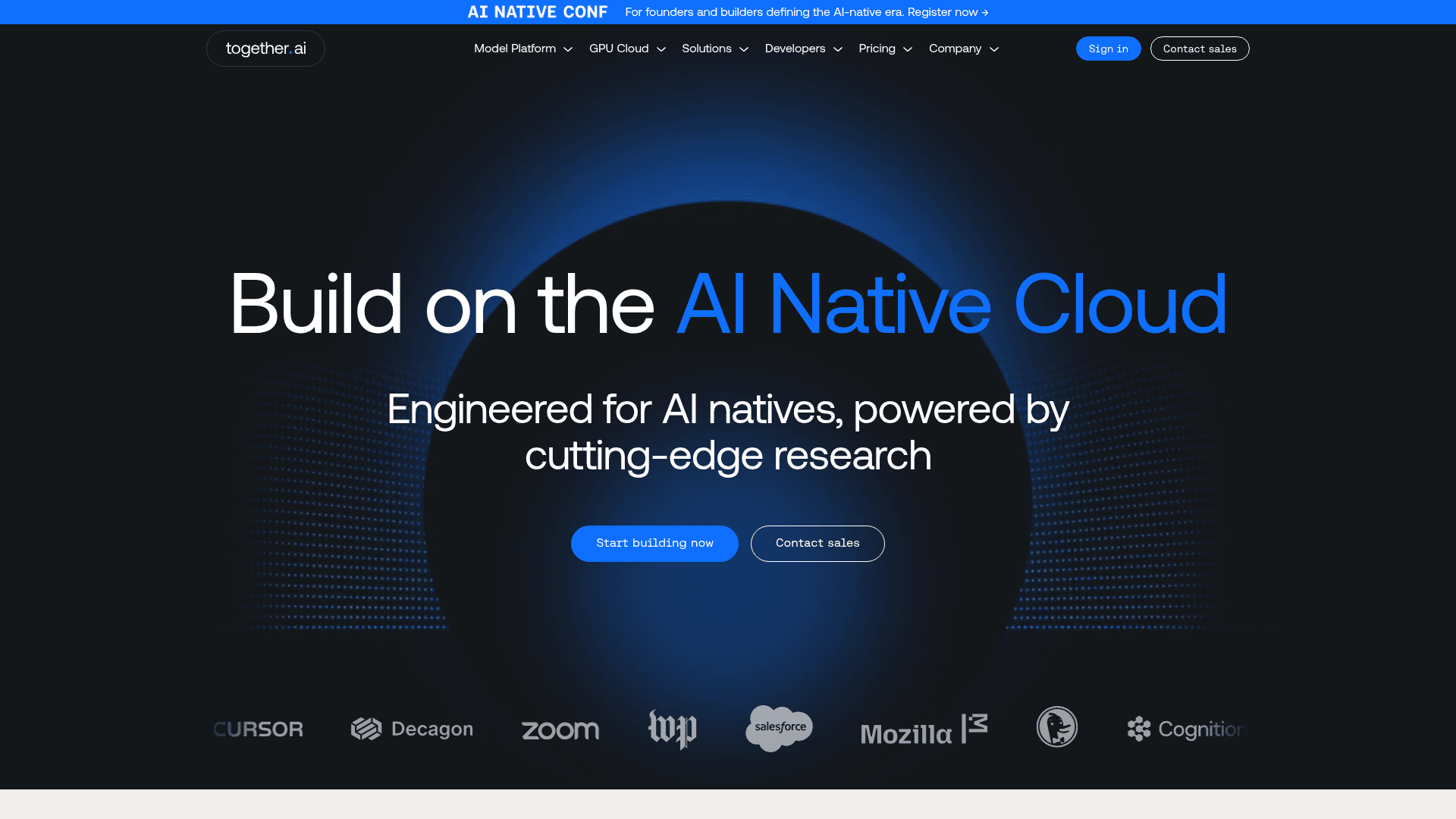 Together AI website screenshot