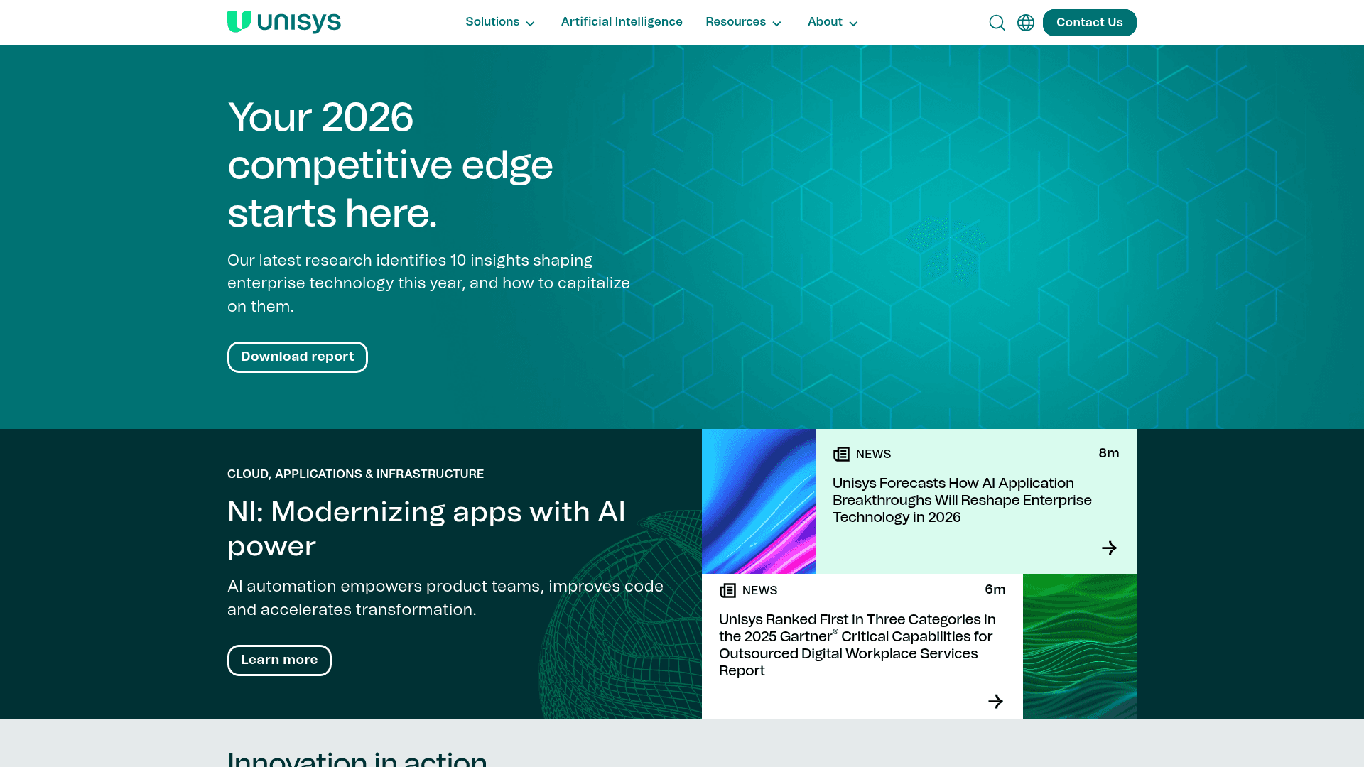 Unisys website screenshot