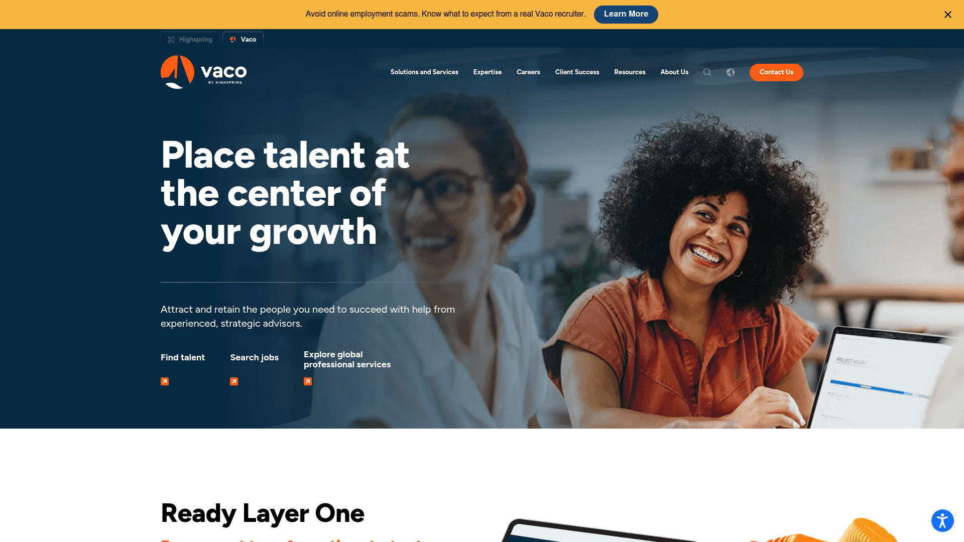 Vaco website screenshot