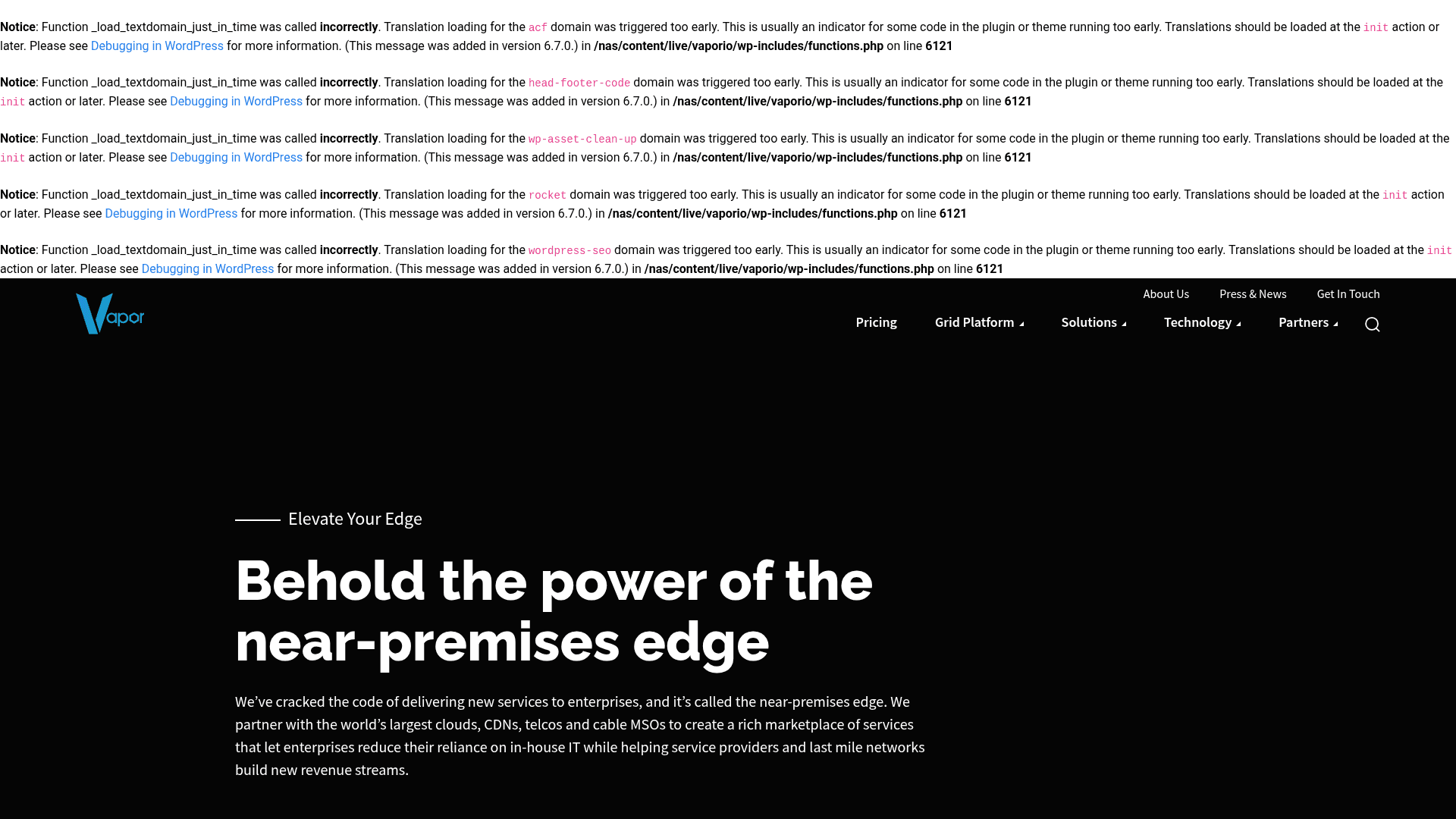 Vapor IO website screenshot